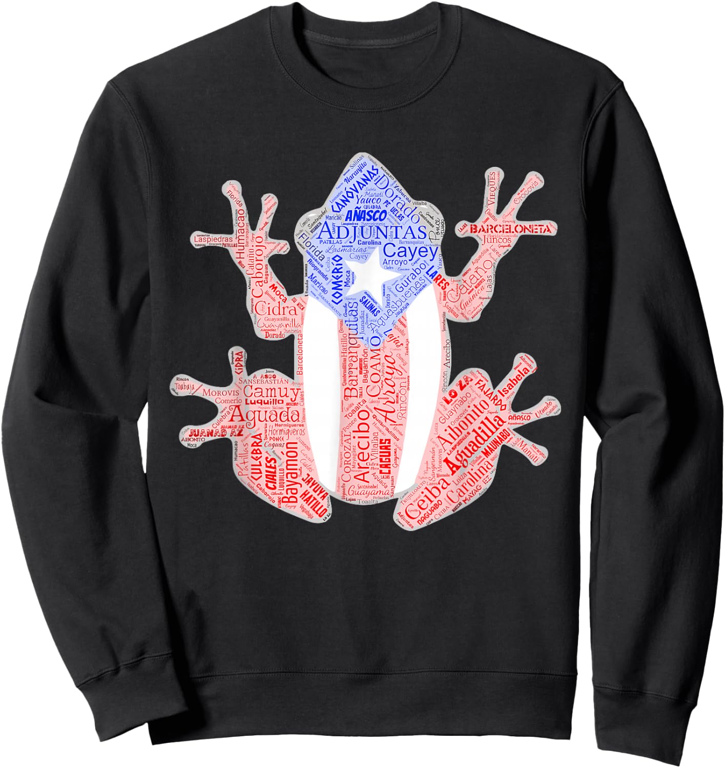 Coqui Shirt Taino Shirt Puerto Rico Flag cities Boricua Sweatshirt - Sweatshirt | Black