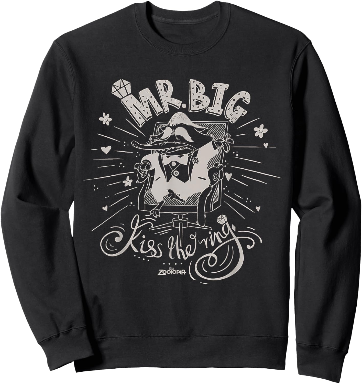 Disney Zootopia Mr. Big Kiss the Ring Illustrated Sweatshirt - Sweatshirt | Black