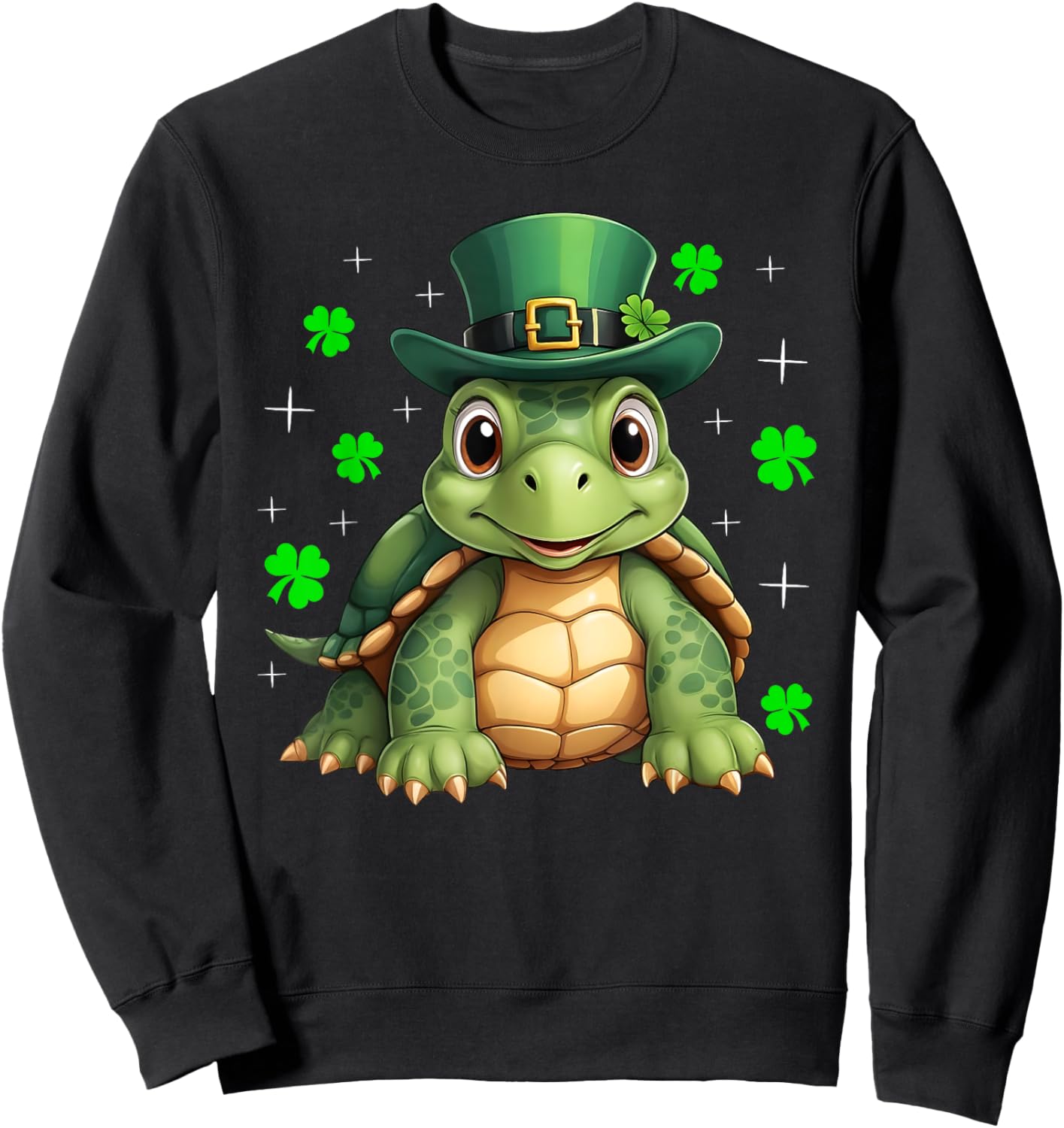 Irish Shamrock Leprechaun Hat Turtle St Patrick's Day Sweatshirt - Sweatshirt | Black