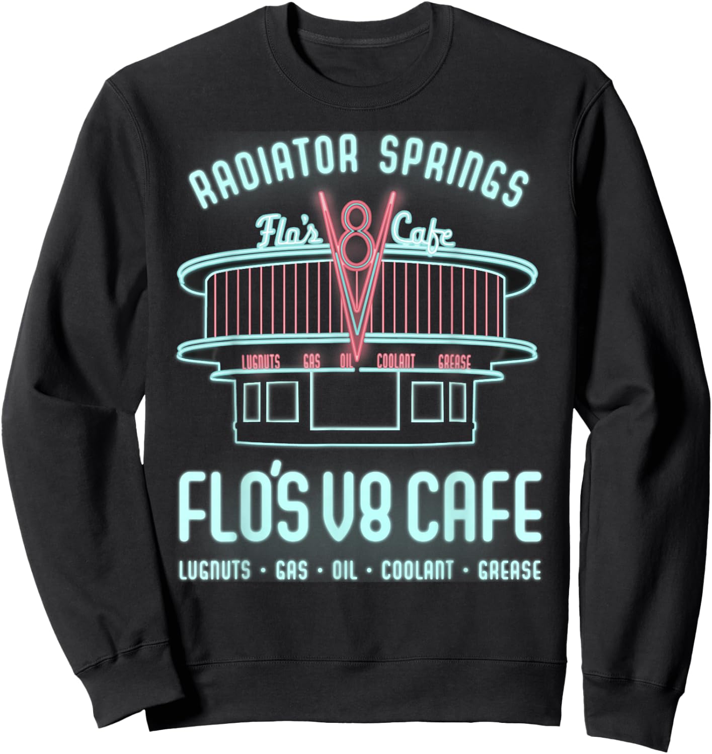 Disney Pixar Cars Flo's V8 Cafe Neon Sign Vintage Poster Sweatshirt - Sweatshirt | Black