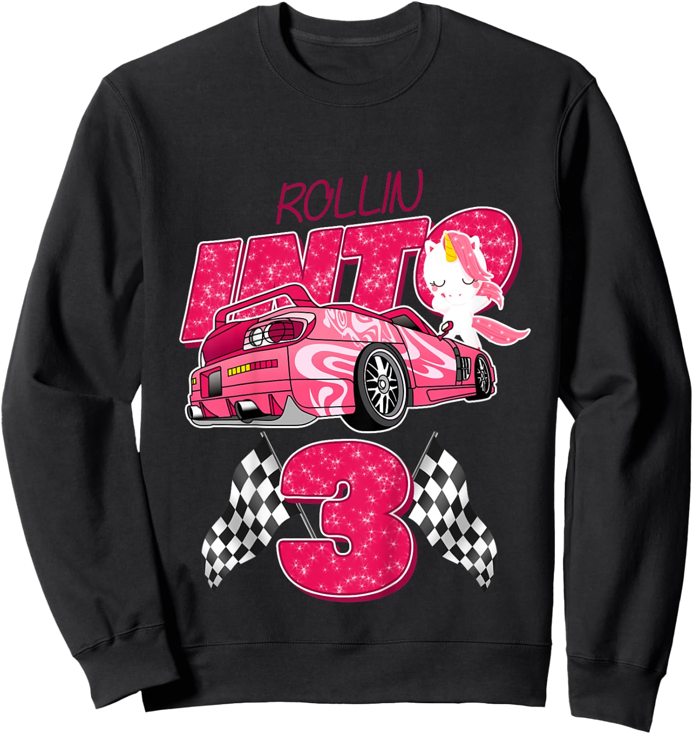 Racing Car 3rd Birthday Shirt Girls Racer Outfit Sweatshirt - Sweatshirt | Black
