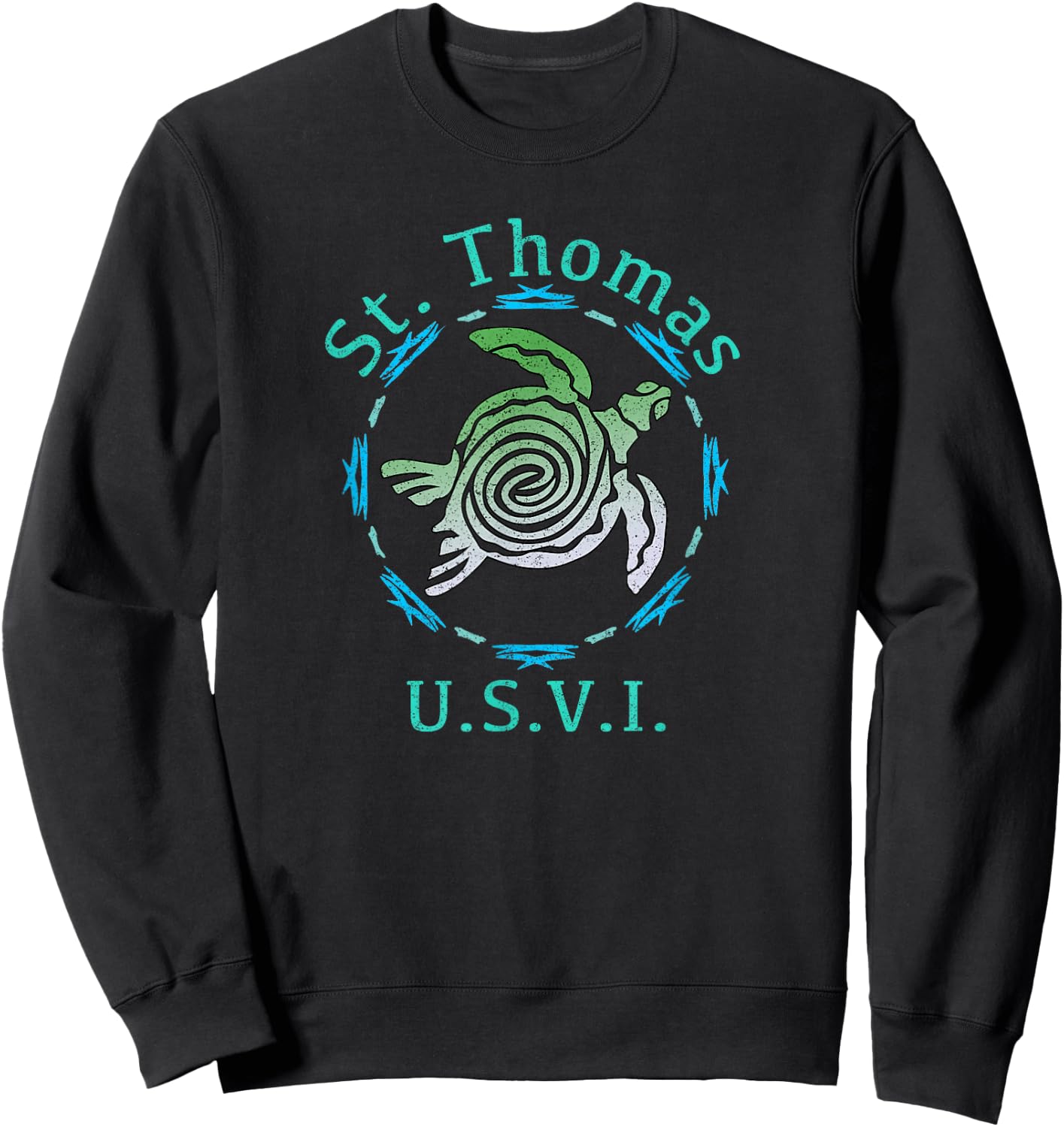St. Thomas Vintage Tribal Turtle Sweatshirt - Sweatshirt | Black