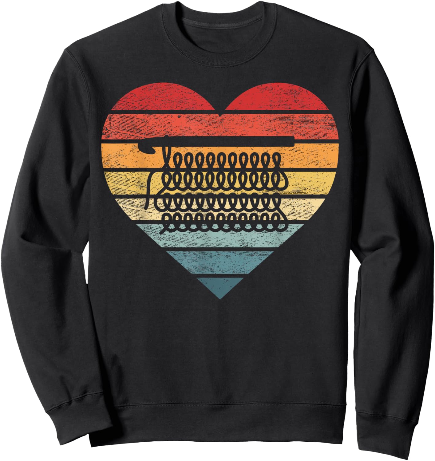 Crochet Lovers Gifts Retro Sunset Hook Crocheter Crocheting Sweatshirt - Sweatshirt | Black
