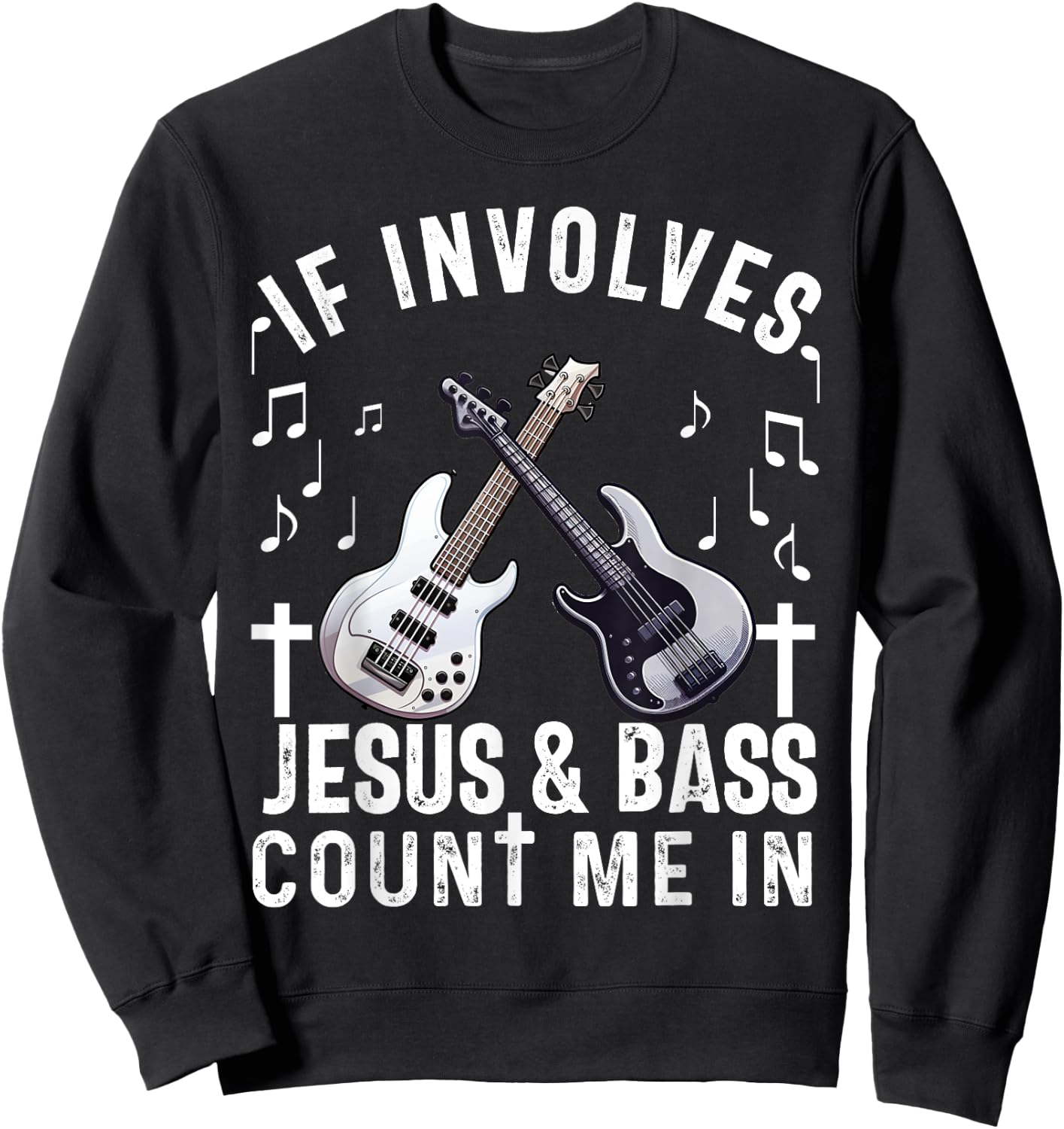 Christian Bass Guitar Player Worship Jesus Bassist Music Sweatshirt - Sweatshirt | Black
