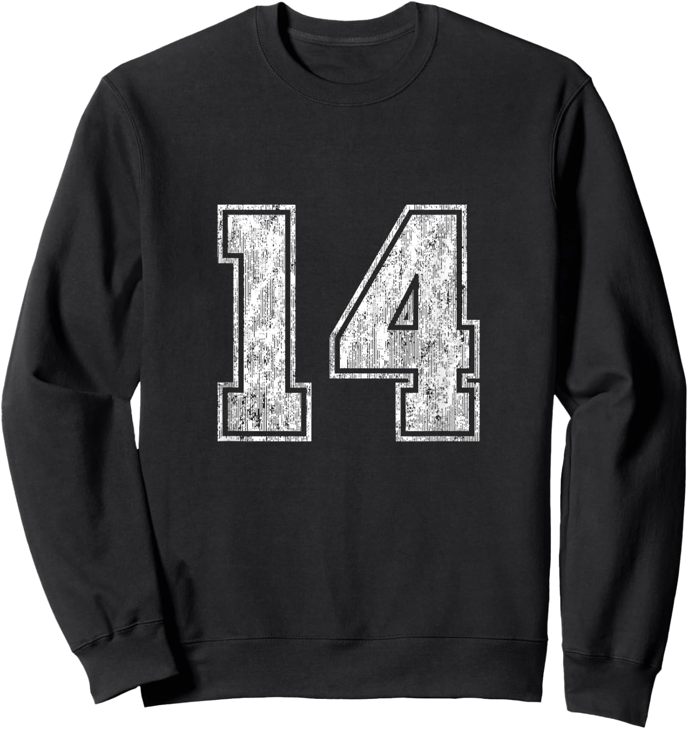 Number 14 Vintage Fourteen Sports Design Sweatshirt - Sweatshirt | Black
