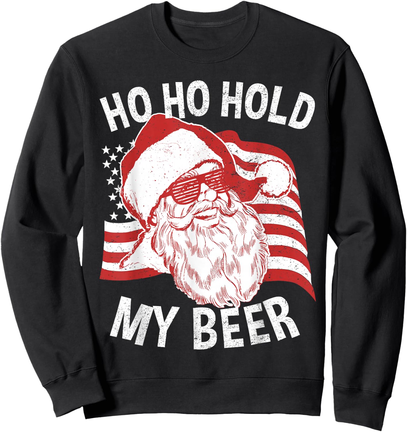Christmas In July Shirt | Santa Ho Ho Hold My Beer Sweatshirt - Sweatshirt | Black