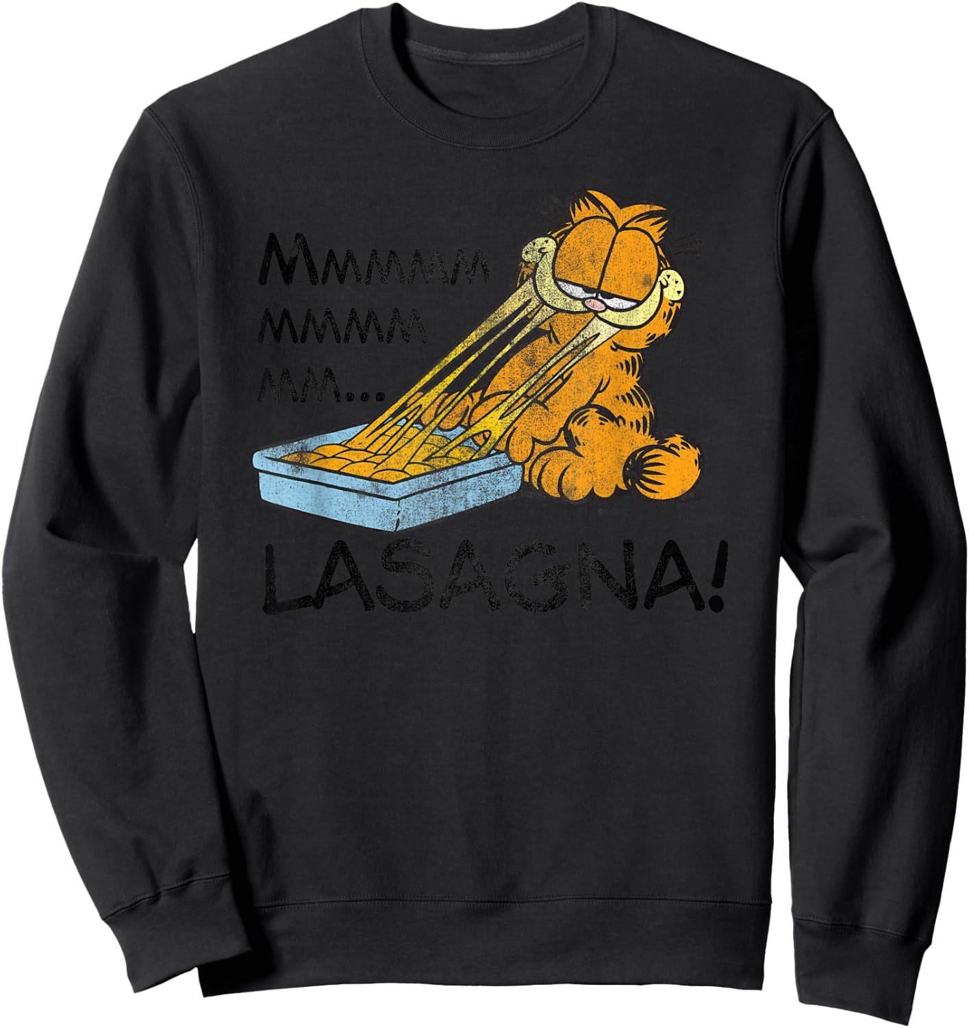 Garfield Lasagna Mmm Cat Cartoon Sweatshirt - Sweatshirt | Black