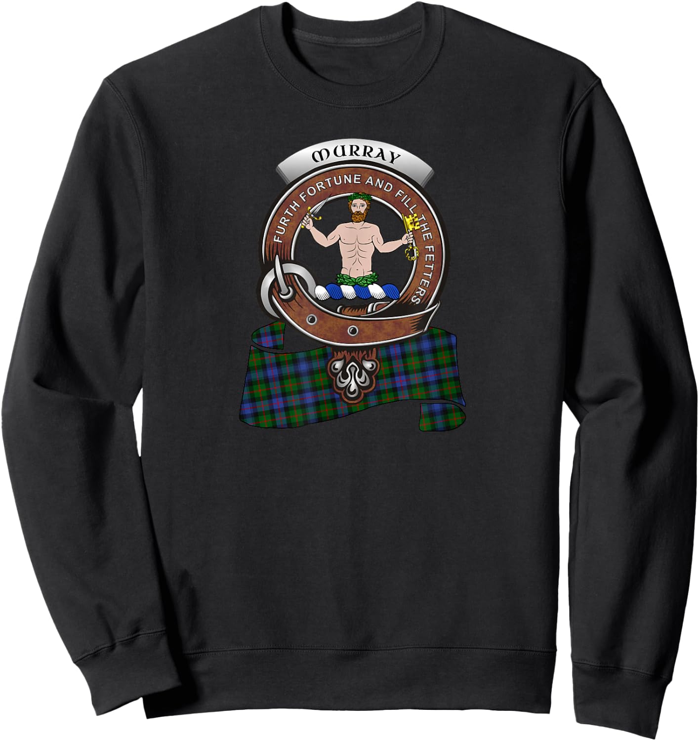 Murray (Atholl) Clan Badge & Tartan Sweatshirt - Sweatshirt | Black