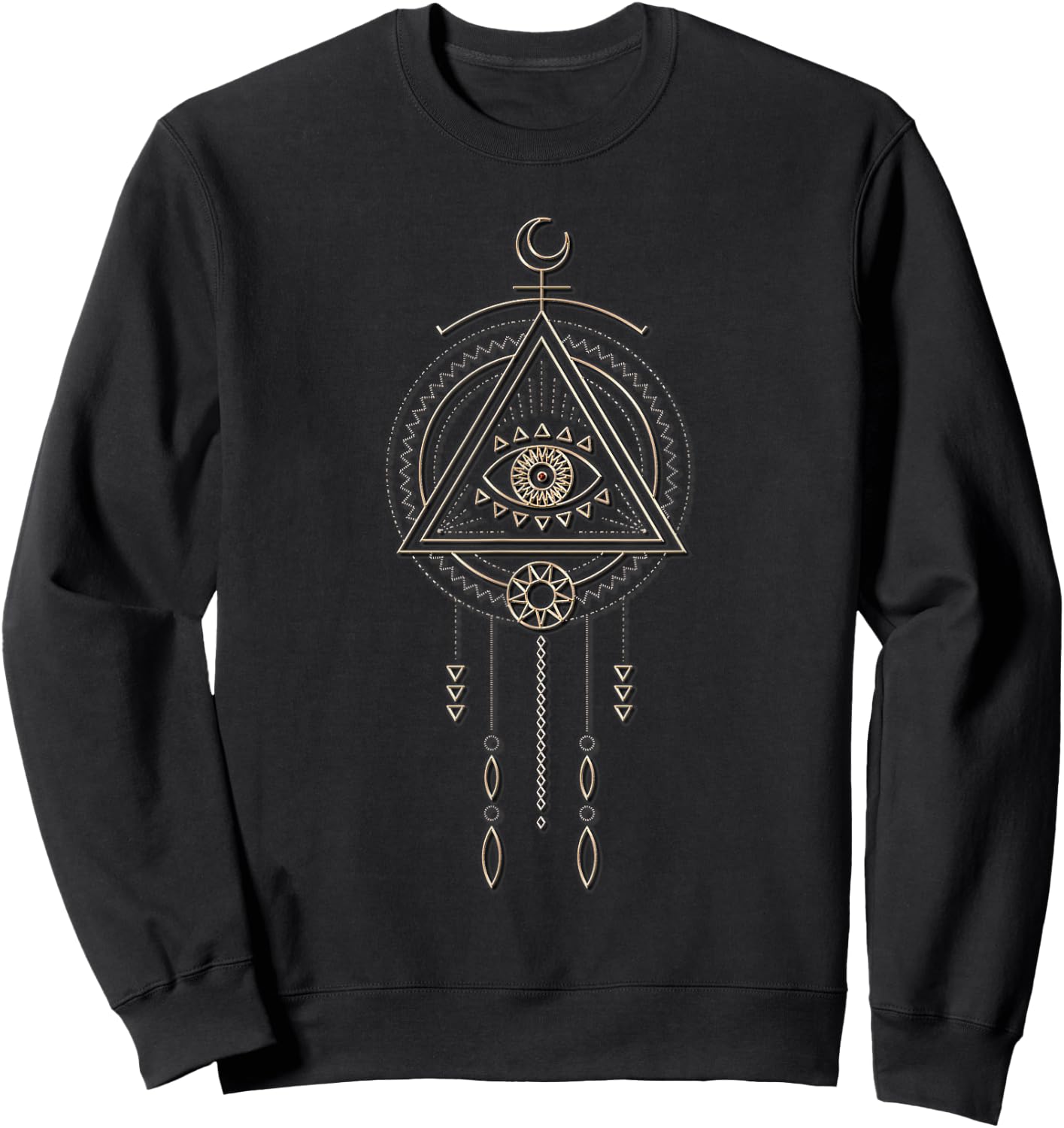 Tribal Shaman Watching Eye T Shirt Mandala Sacred Geometry Sweatshirt - Sweatshirt | Black