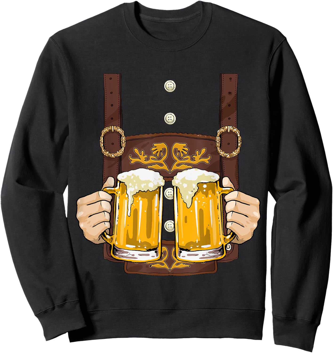 Lederhosen Costume Shirt Oktoberfest Men Cheers Beer Mug Sweatshirt - Sweatshirt | Black