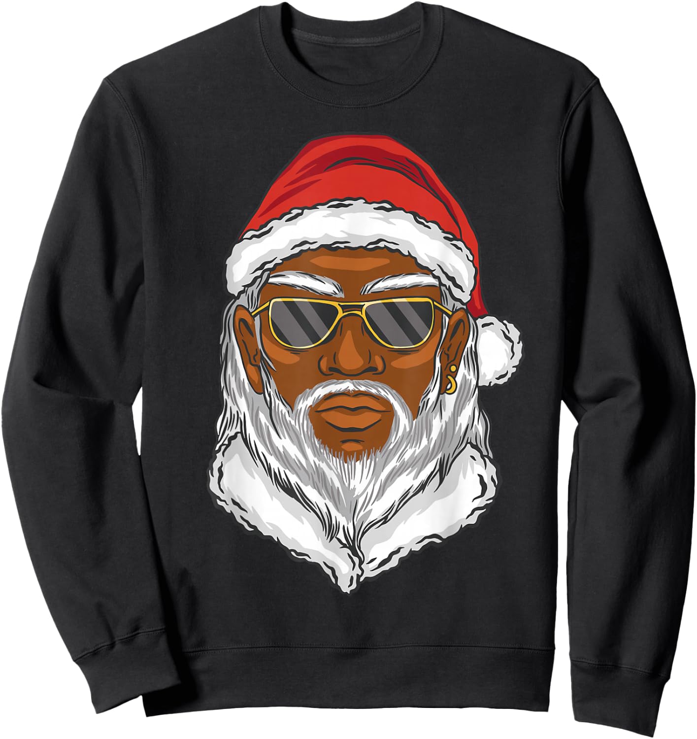 Black African American Santa Christmas Xmas Humor Men Women Sweatshirt - Sweatshirt | Black