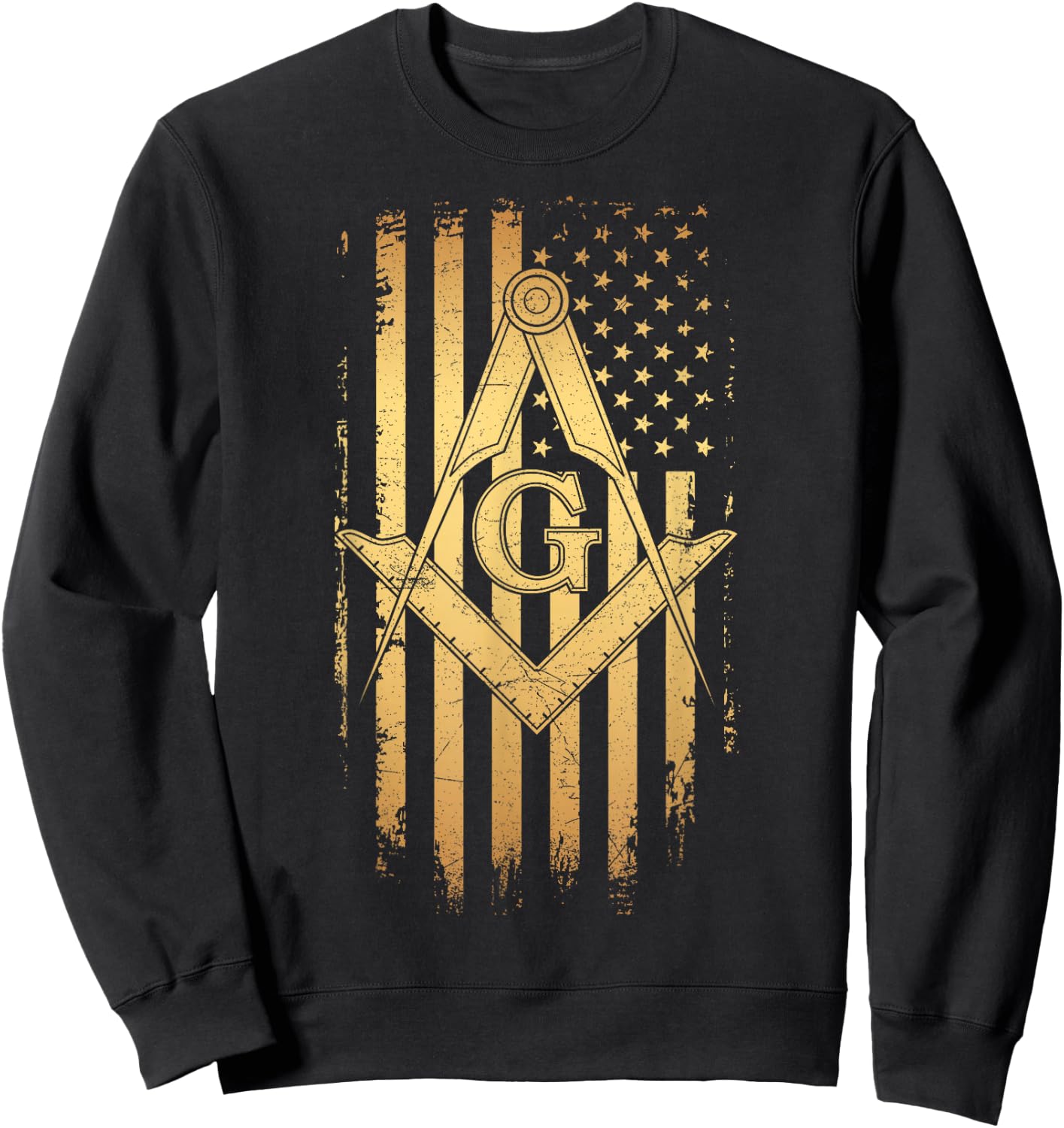 Masonic American Flag Square and Compass - Freemason Sweatshirt - Sweatshirt | Black
