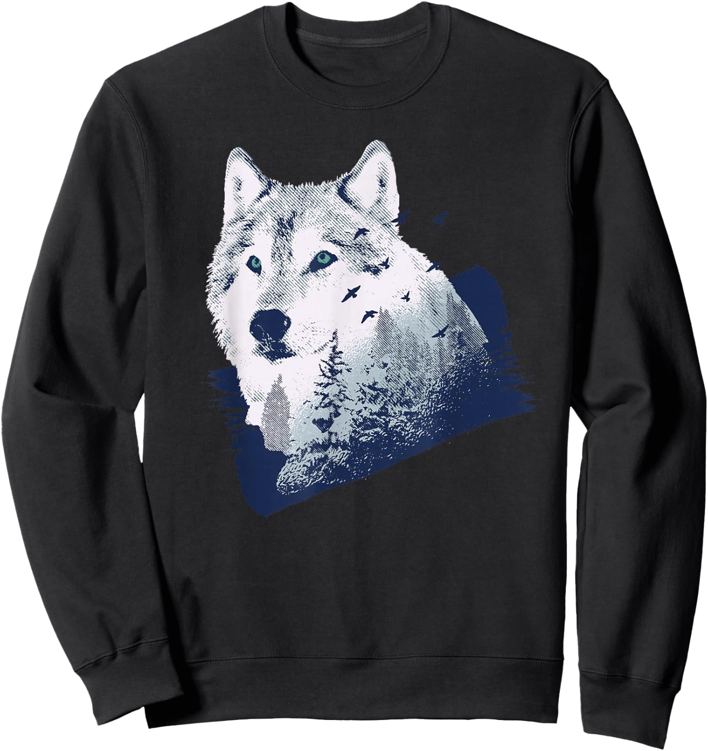 Wolf Nature Forest Outdoor Wolves Hiking Wolf Lover Gift Sweatshirt - Sweatshirt | Black