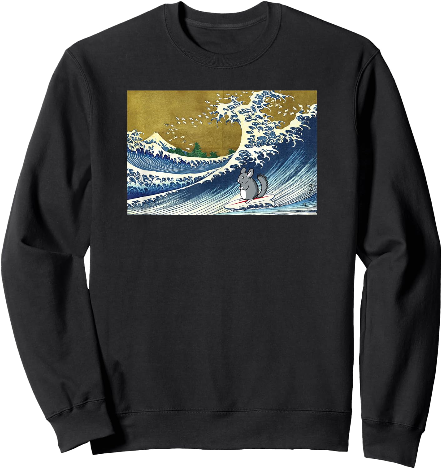 Retro Vintage Surfing Wave Pet Chinchilla Lover Sweatshirt - Sweatshirt | Black