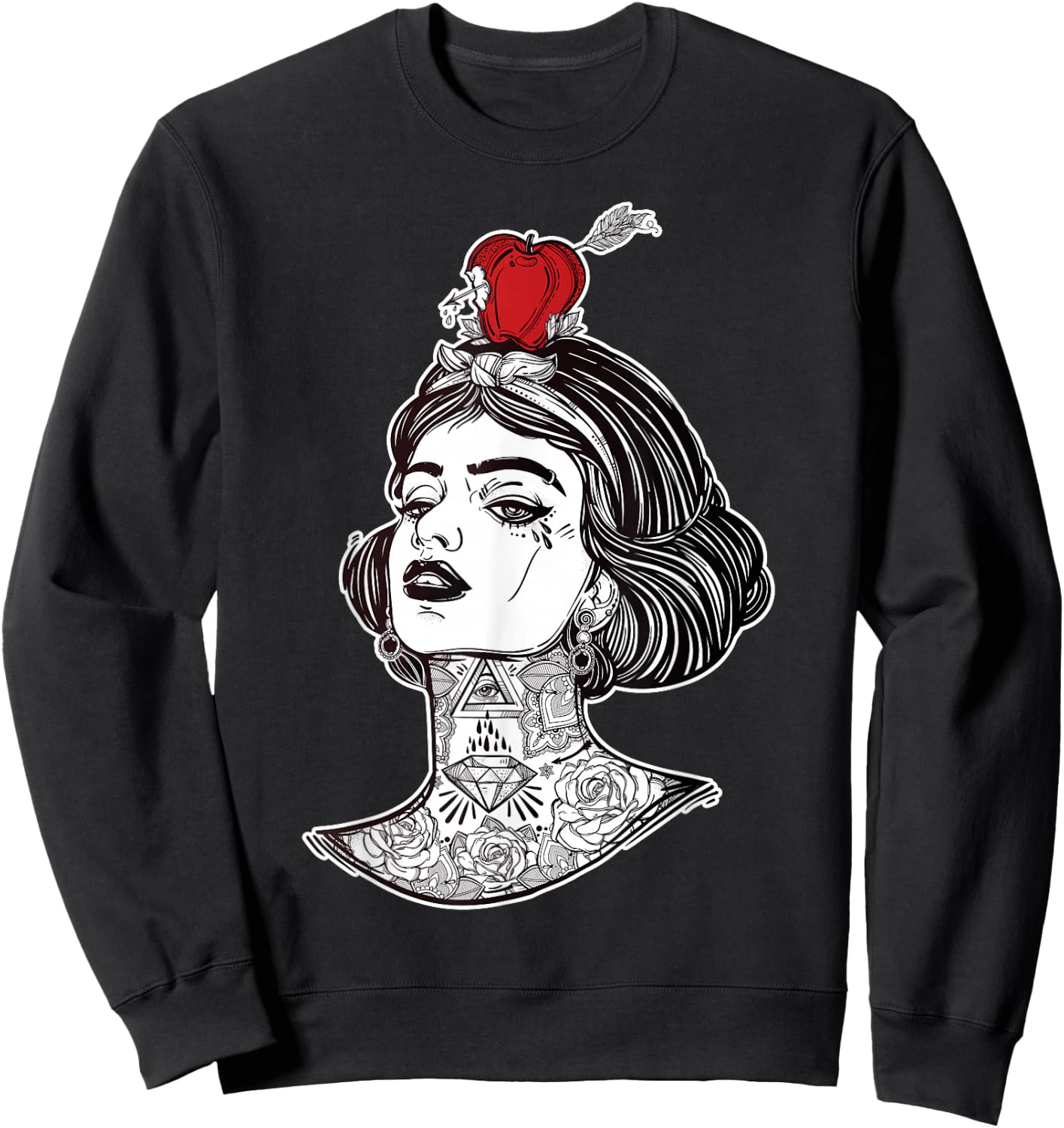 Red Apple Arrow Aim - William Tell Pin-Up Tattoo Sweatshirt - Sweatshirt | Black
