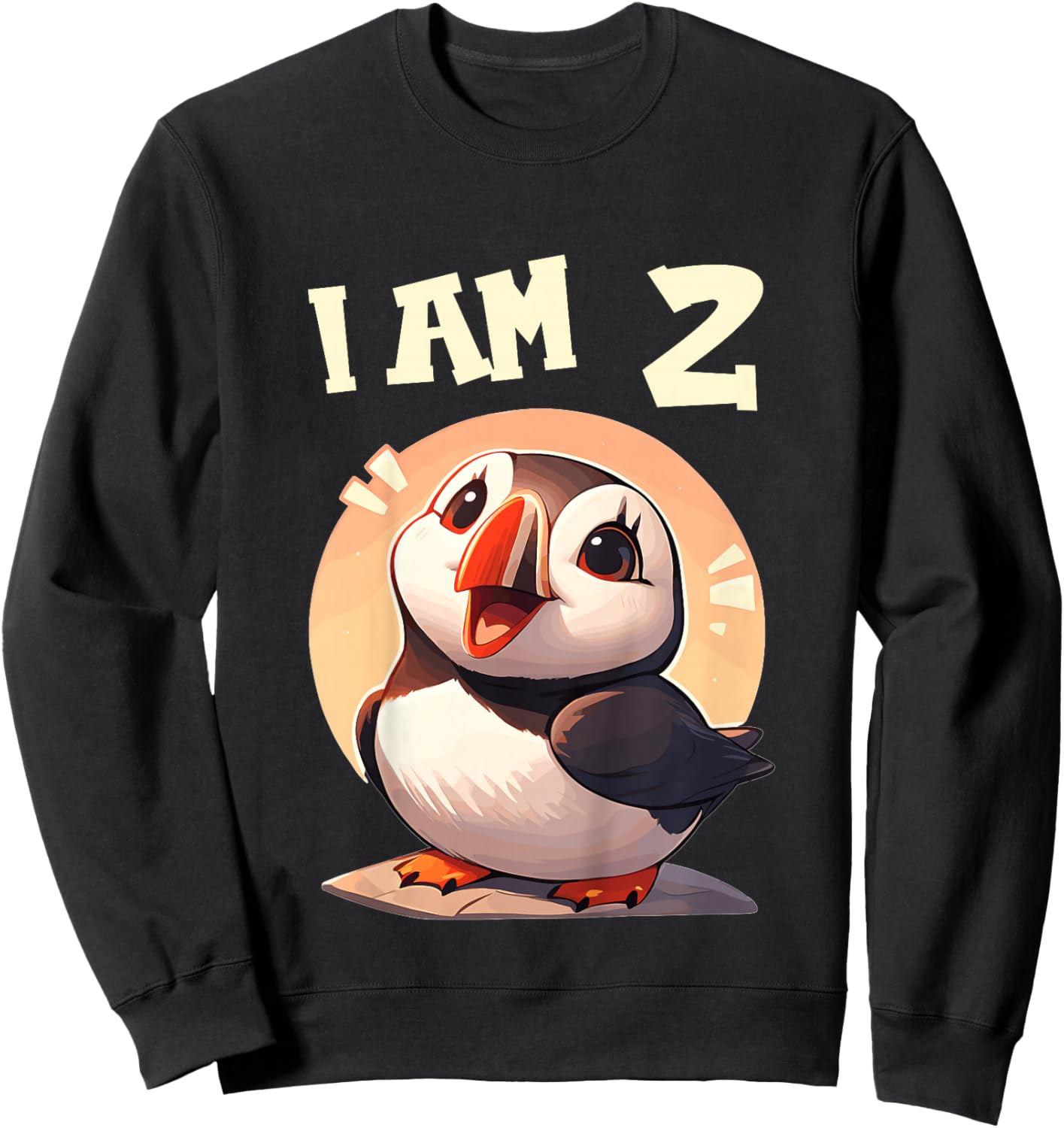 Kids 2 Years old 2 birthday Puffins Boy Girl Puffin Sweatshirt - Sweatshirt | Black