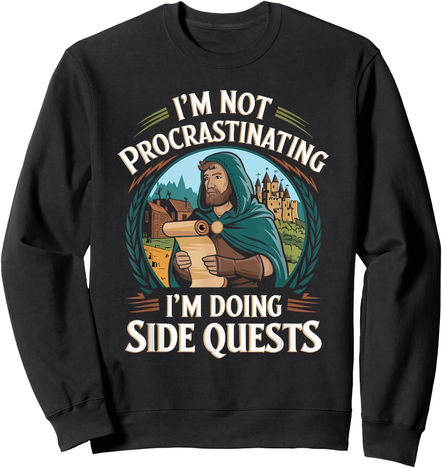 I'm Not Procrastinating Funny Side Quests Gamer Sweatshirt - Sweatshirt | Black