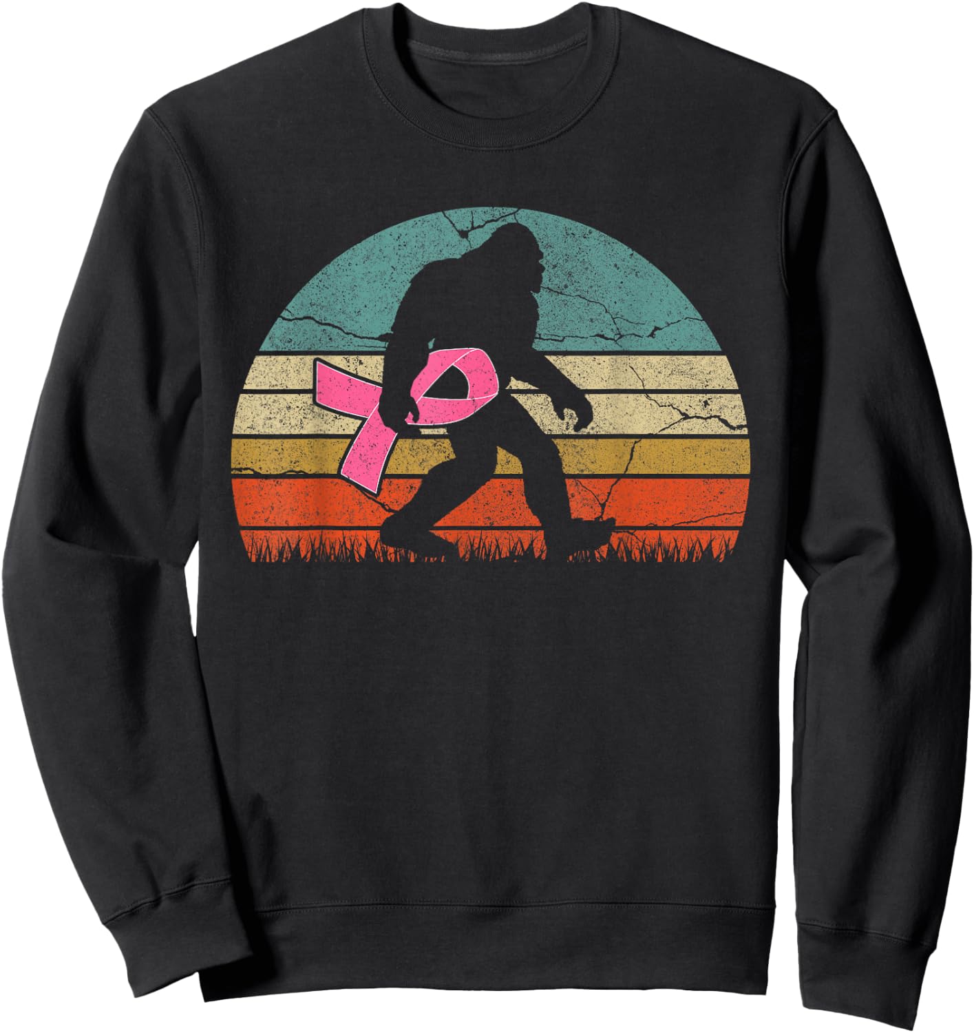 breast cancer survivor Vintage Bigfoot women Sweatshirt - Sweatshirt | Black