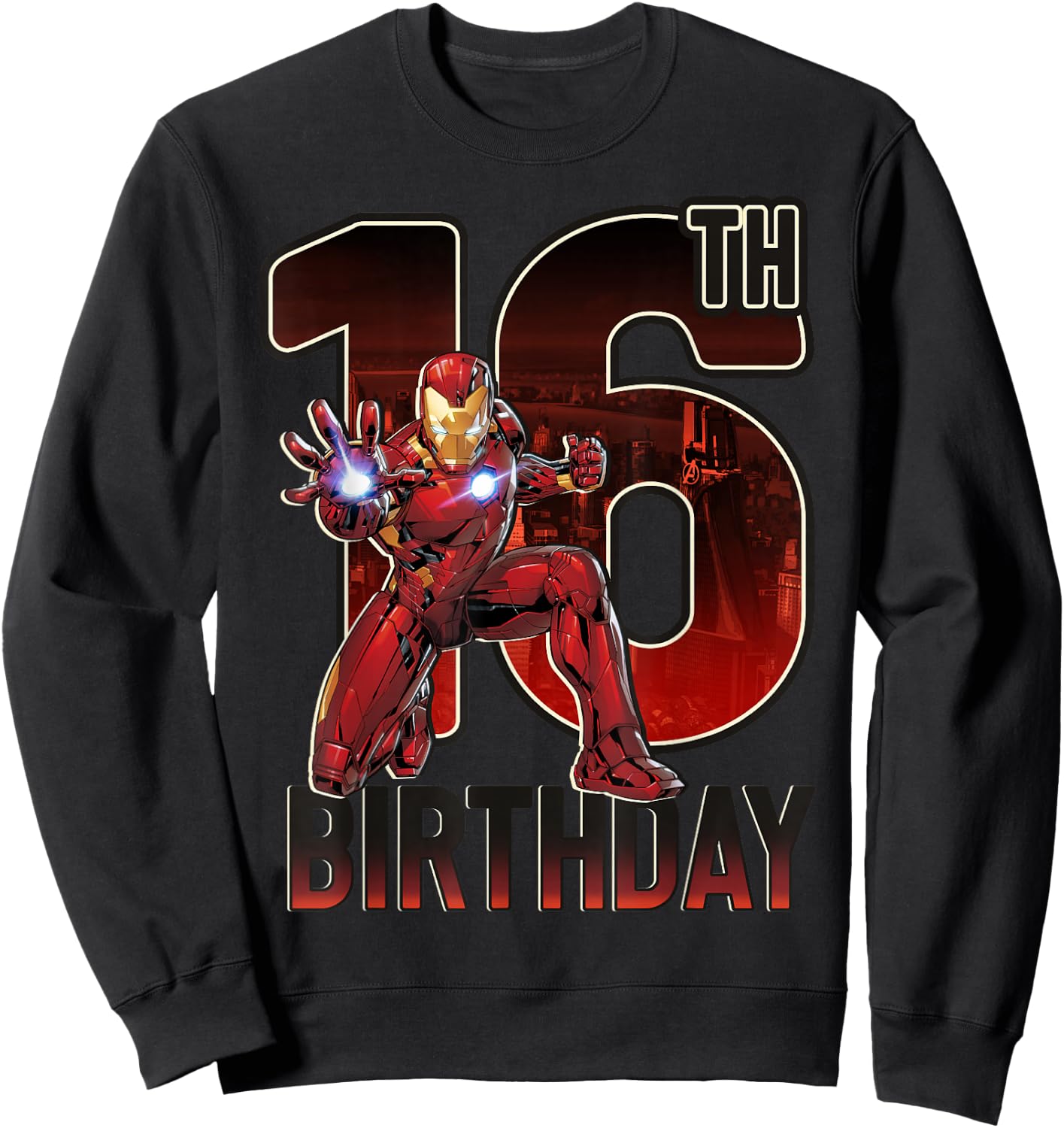 Marvel Iron Man 16th Birthday Action Pose Graphic Sweatshirt - Sweatshirt | Black