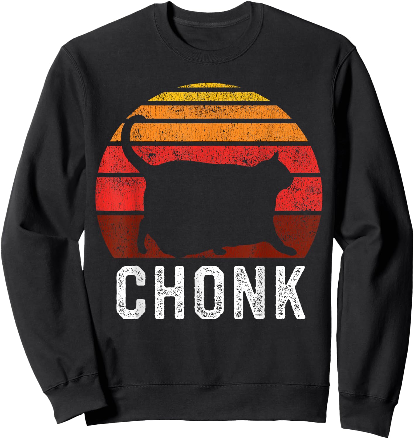 Funny Fat Cats Meme, Chonk Cat Sweatshirt - Sweatshirt | Black