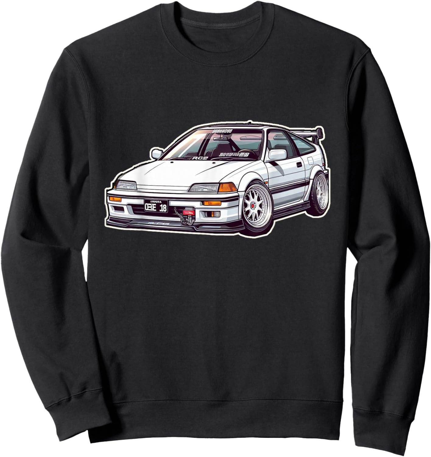 Jdm Euro Car Scene CR-X Hatch DOHC b16 Tuning Drift Import Sweatshirt - Sweatshirt | Black