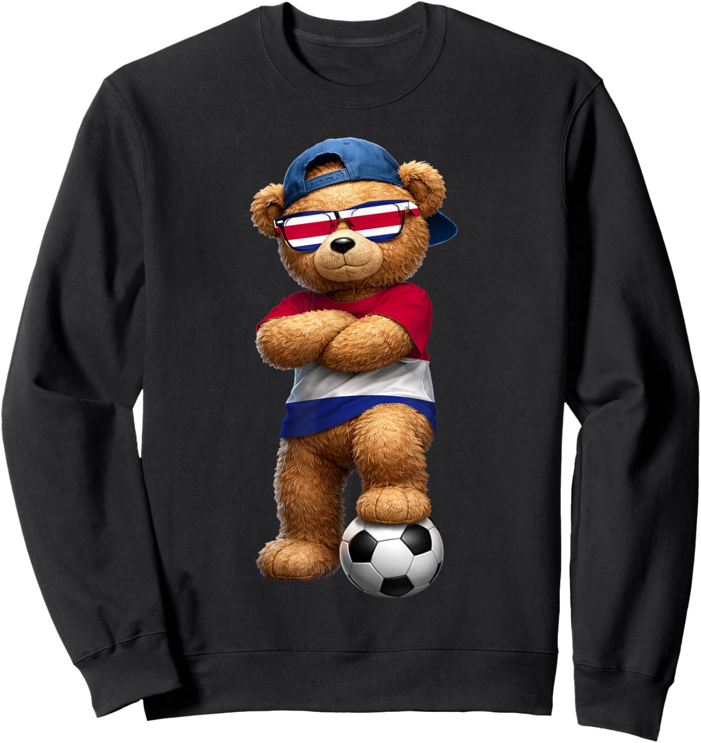 Costa Rican Flag Teddy Player Sports Outfit for Costa Rica Sweatshirt - Sweatshirt | Black