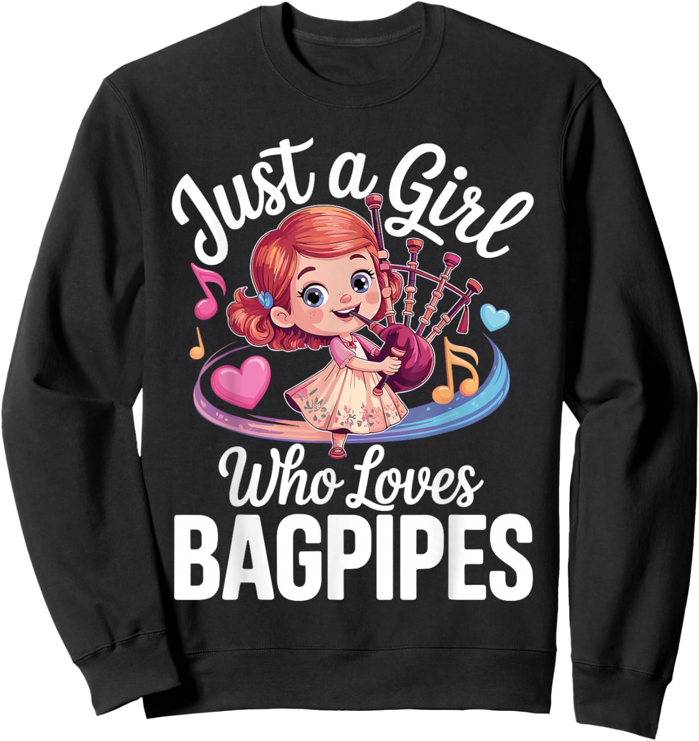 Cute Bagpipe Design Girls Bagpipe Player Bagpiper Sweatshirt - Sweatshirt | Black