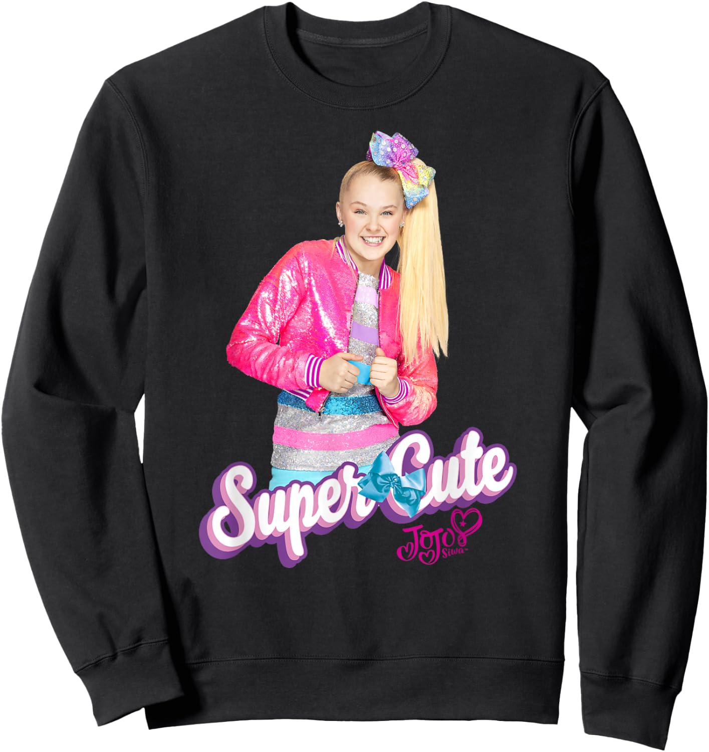 Nickelodeon JoJo Siwa Super Cute Pink Jacket Portrait Sweatshirt - Sweatshirt | Black