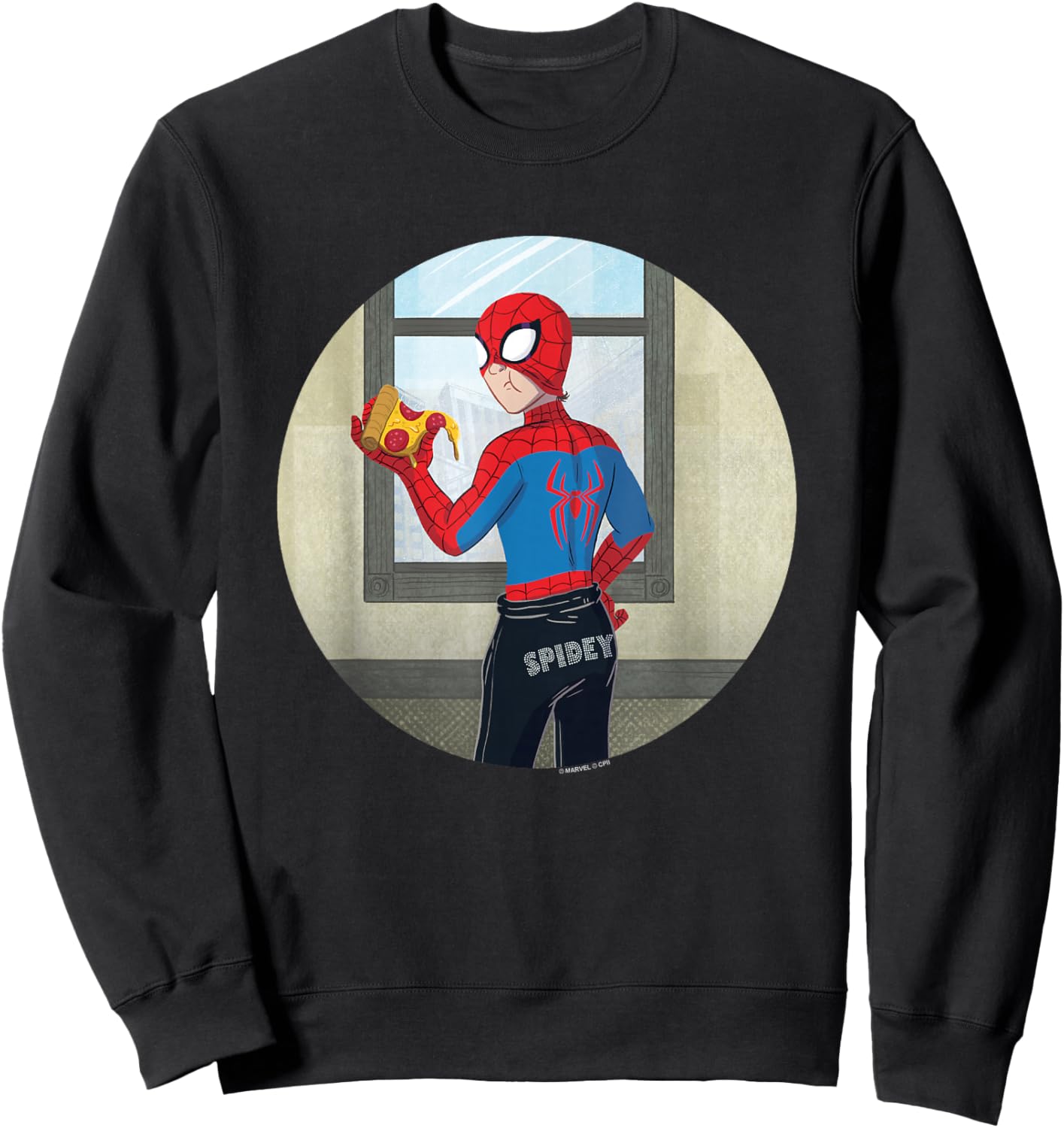Marvel Spider-Man: New Day Spidey Pizza Spotlight Sweatshirt - Sweatshirt | Black