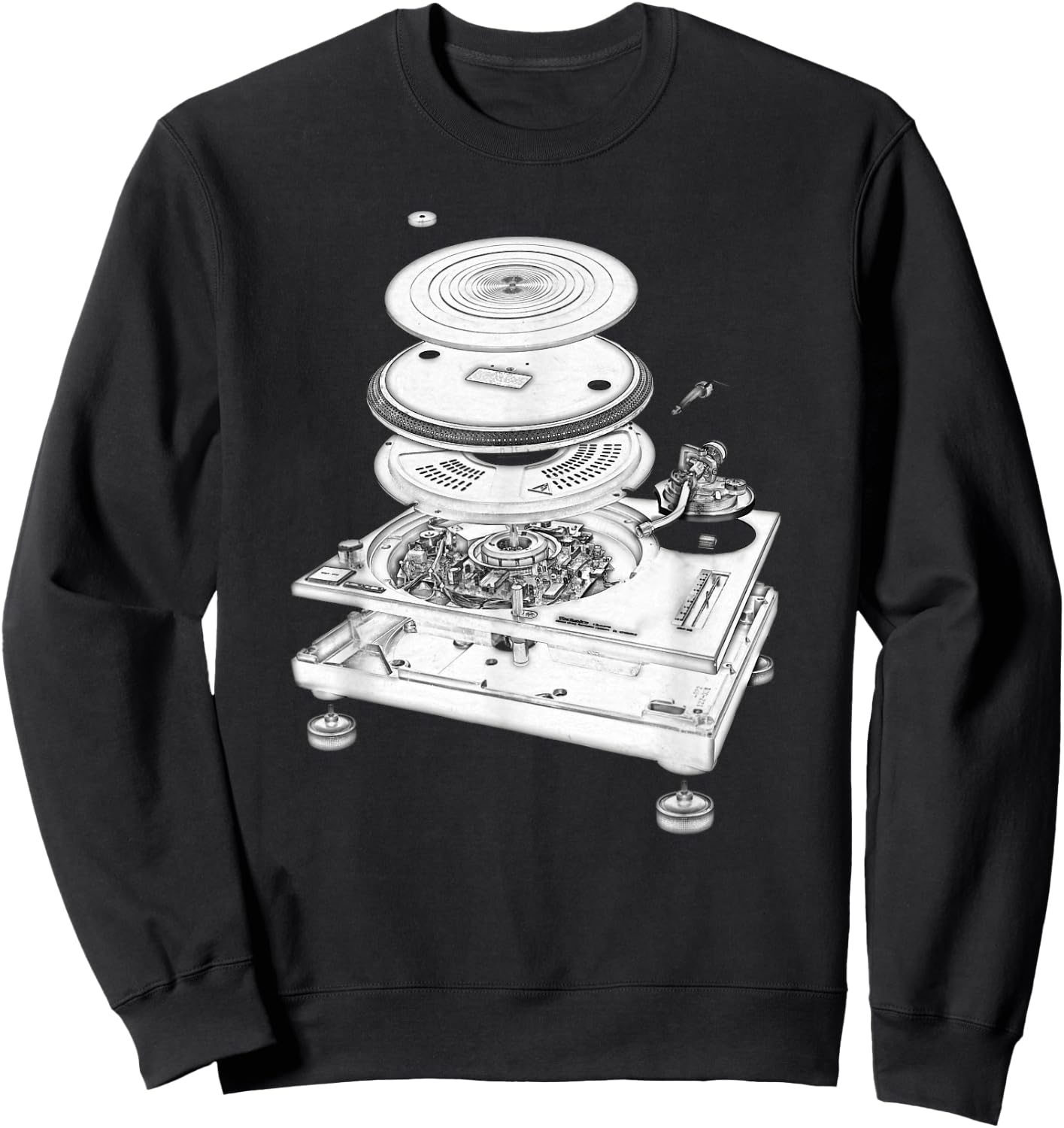 DJ Turntable 1210 MK2 Exploded Blueprint Design Small Sweatshirt - Sweatshirt | Black