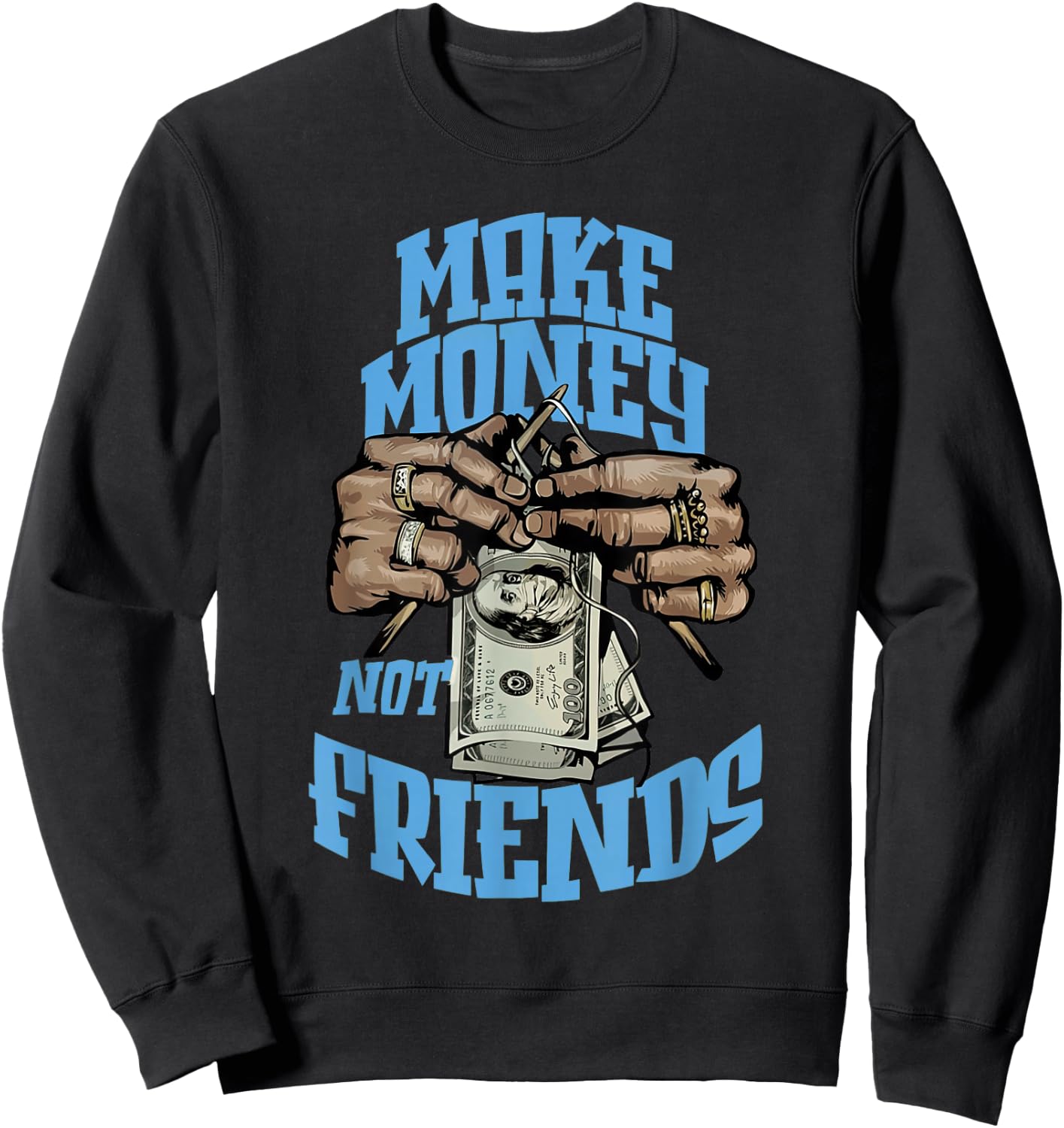 University Blue Black White Match Sweatshirt - Sweatshirt | Black