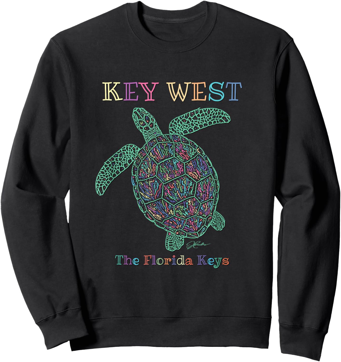 JCombs: Key West, The Florida Keys, Sea Turtle Sweatshirt - Sweatshirt | Black
