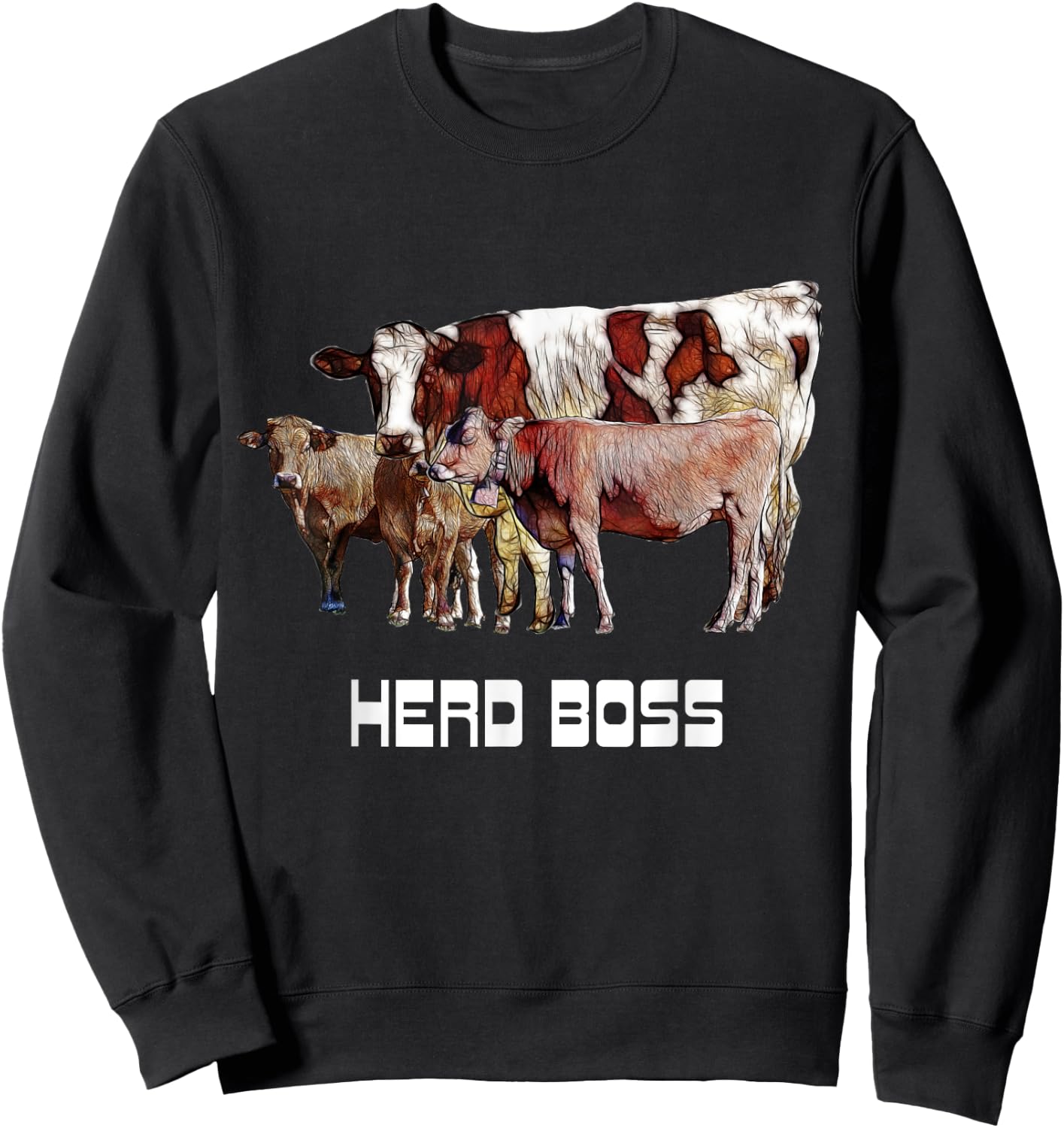 Herd Boss Big Cow Leader of the Pack Xmas Gift Sweatshirt - Sweatshirt | Black