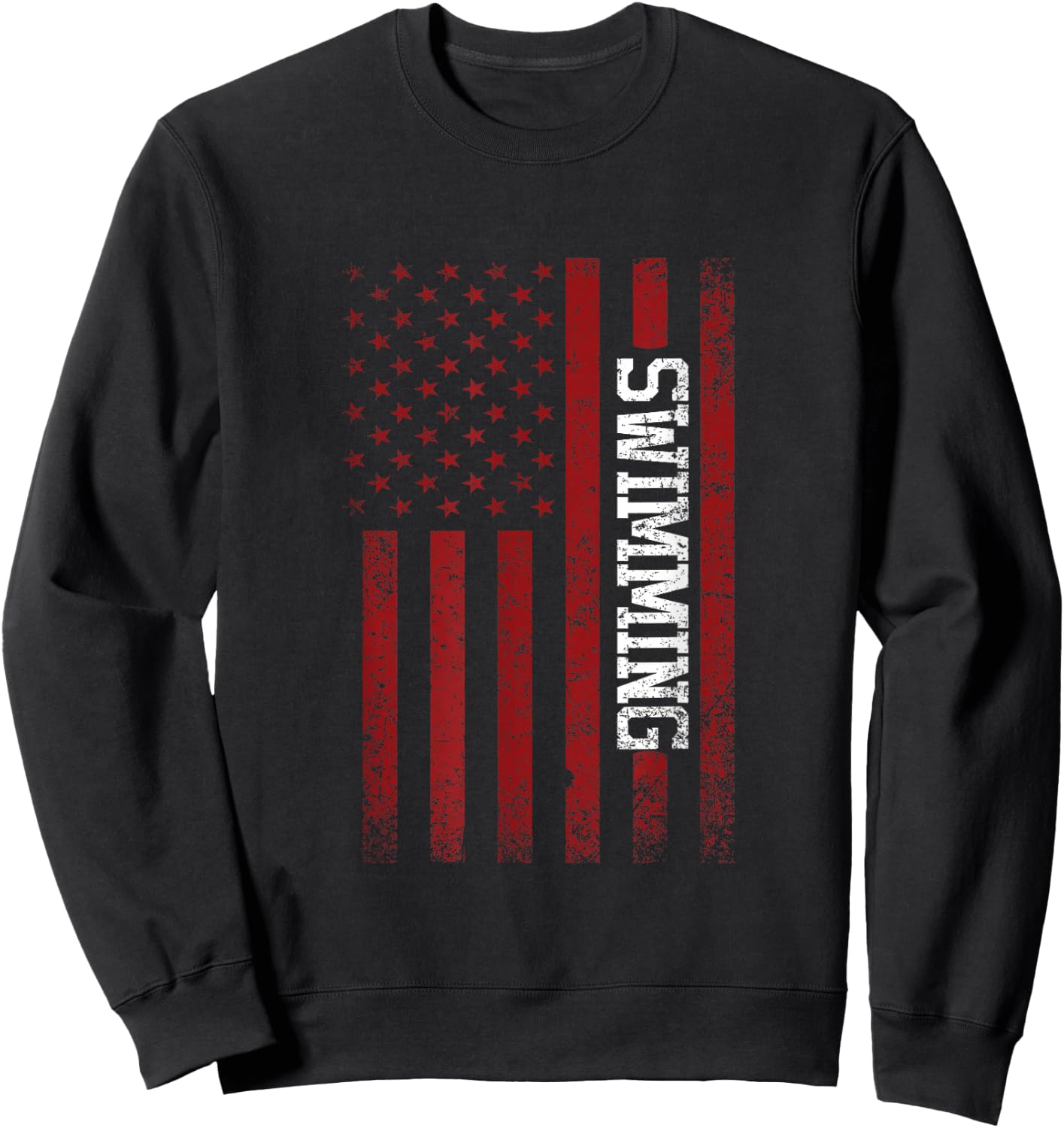 USA Flag American Swimming Team Swimmer Sweatshirt - Sweatshirt | Black
