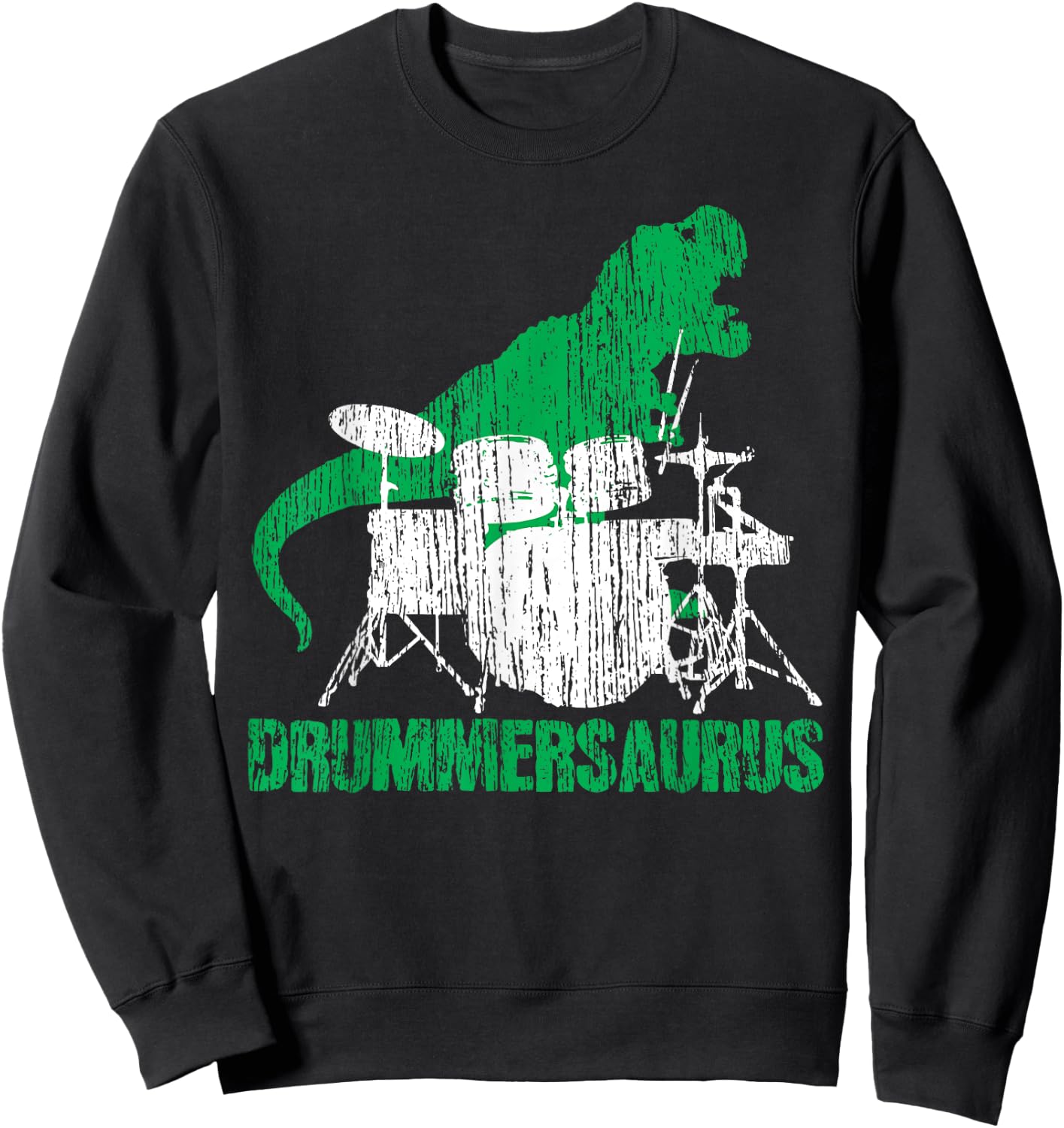 Drummer Shirts Men's Vintage Dinosaur , Black, Small Sweatshirt - Sweatshirt | Black