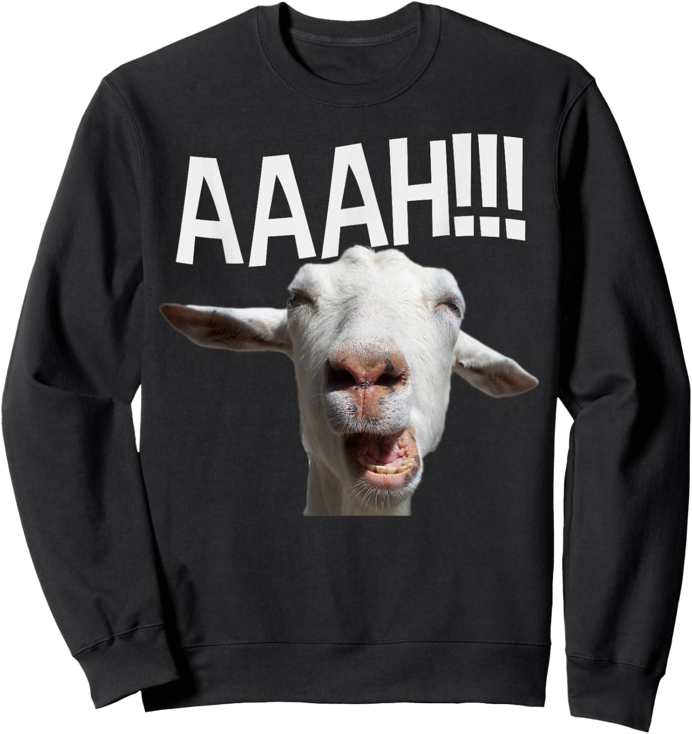 Halloween Screaming Goat AAAH!!! Funny Crazy Goat Print Sweatshirt - Sweatshirt | Black