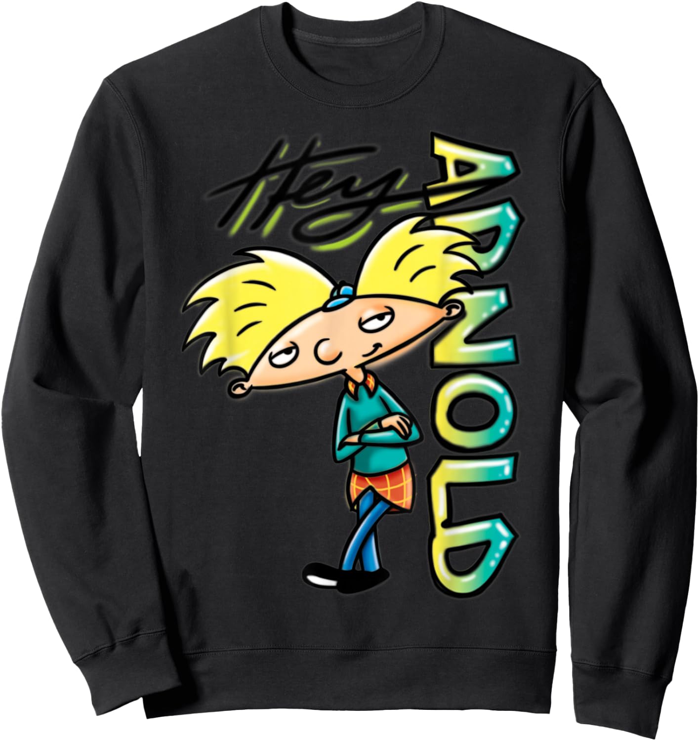 Nickelodeon Hey Arnold Character Grafitti Logo Sweatshirt - Sweatshirt | Black