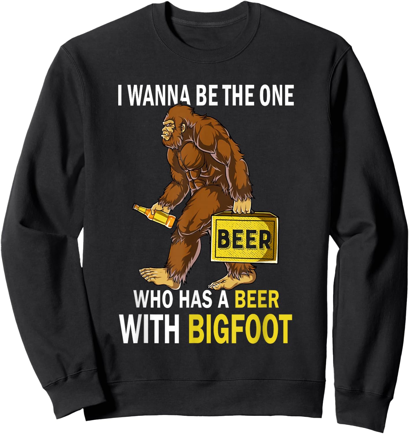 Beer With Bigfoot Idea Gift Sasquatch Man's Sweatshirt - Sweatshirt | Black