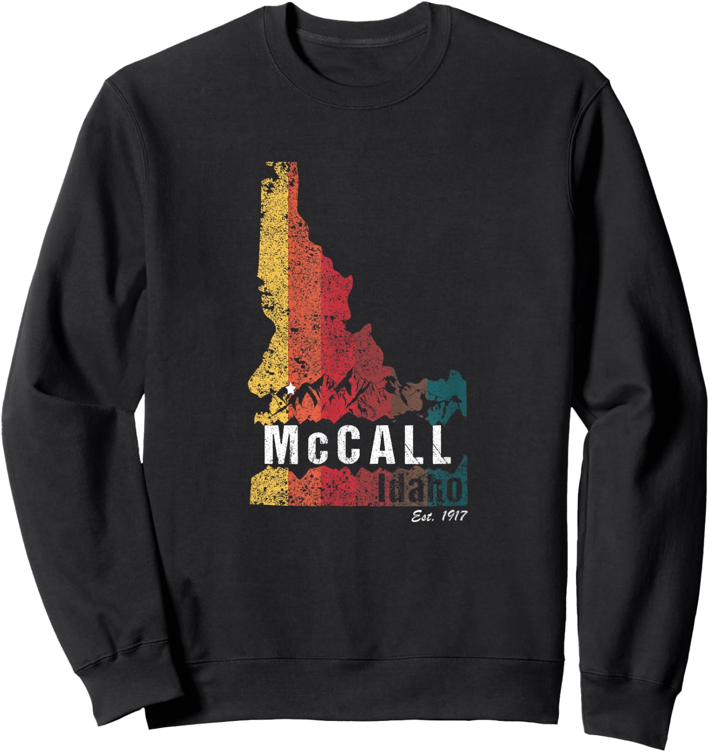 McCall Idaho ID Retro State Map Payette Lake Souvenir Sweatshirt - Sweatshirt | Black