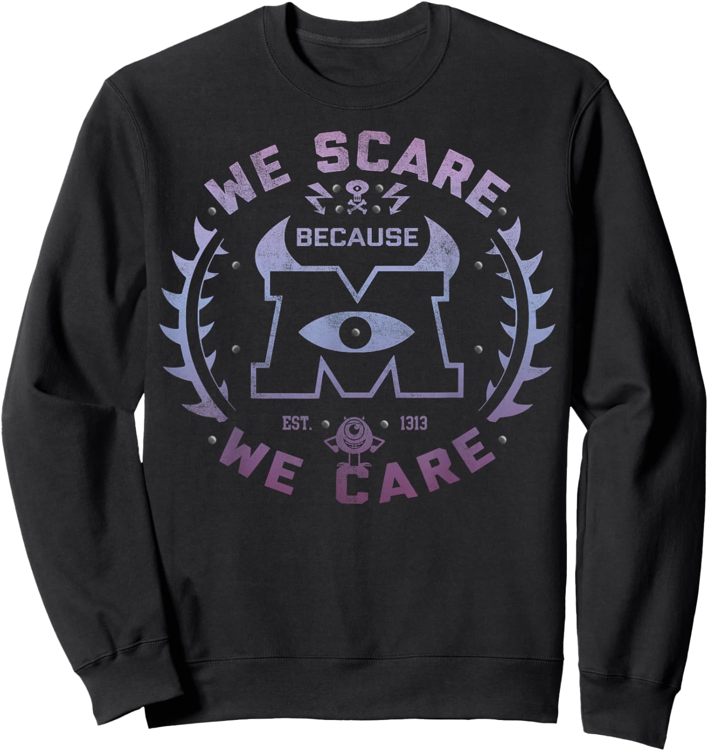 Disney Pixar Monsters Inc. We Scare Because We Care Logo Sweatshirt - Sweatshirt | Black