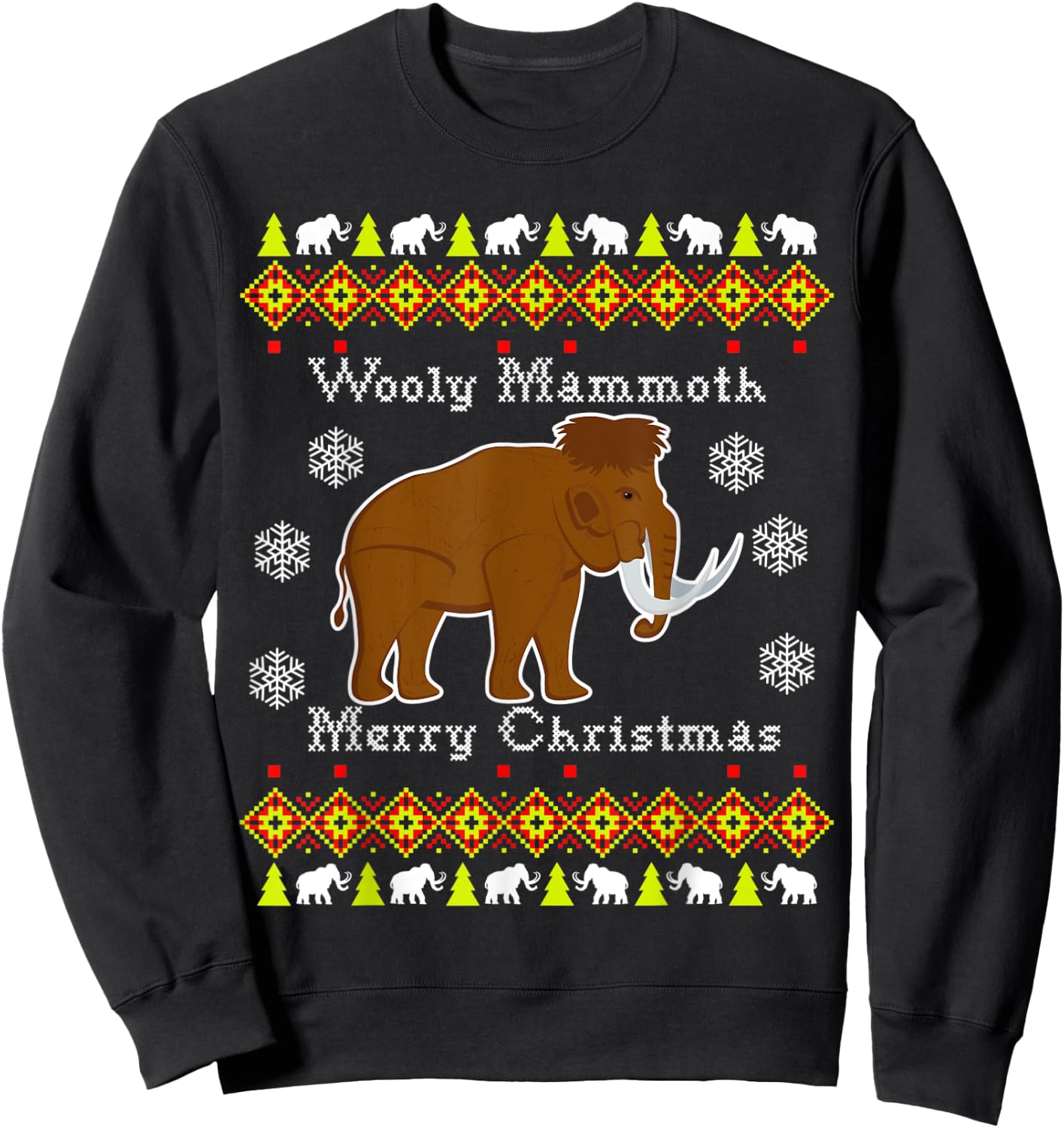 Wooly Mammoth Ugly Christmas Sweatshirt - Sweatshirt | Black