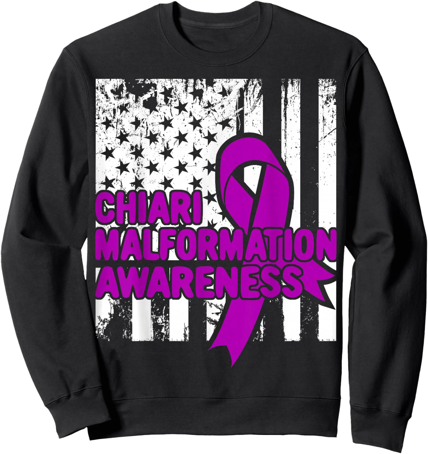 American Flag Shirt - Chiari Malformation Awareness Sweatshirt - Sweatshirt | Black