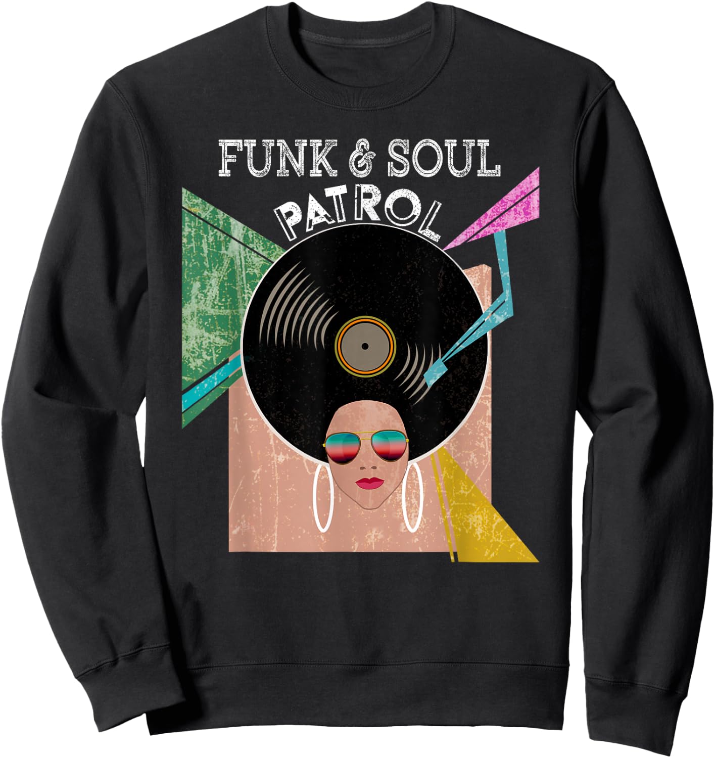 FUNK & SOUL PATROL 70s 80s Vintage Afro Graphic Music Shirt Sweatshirt - Sweatshirt | Black