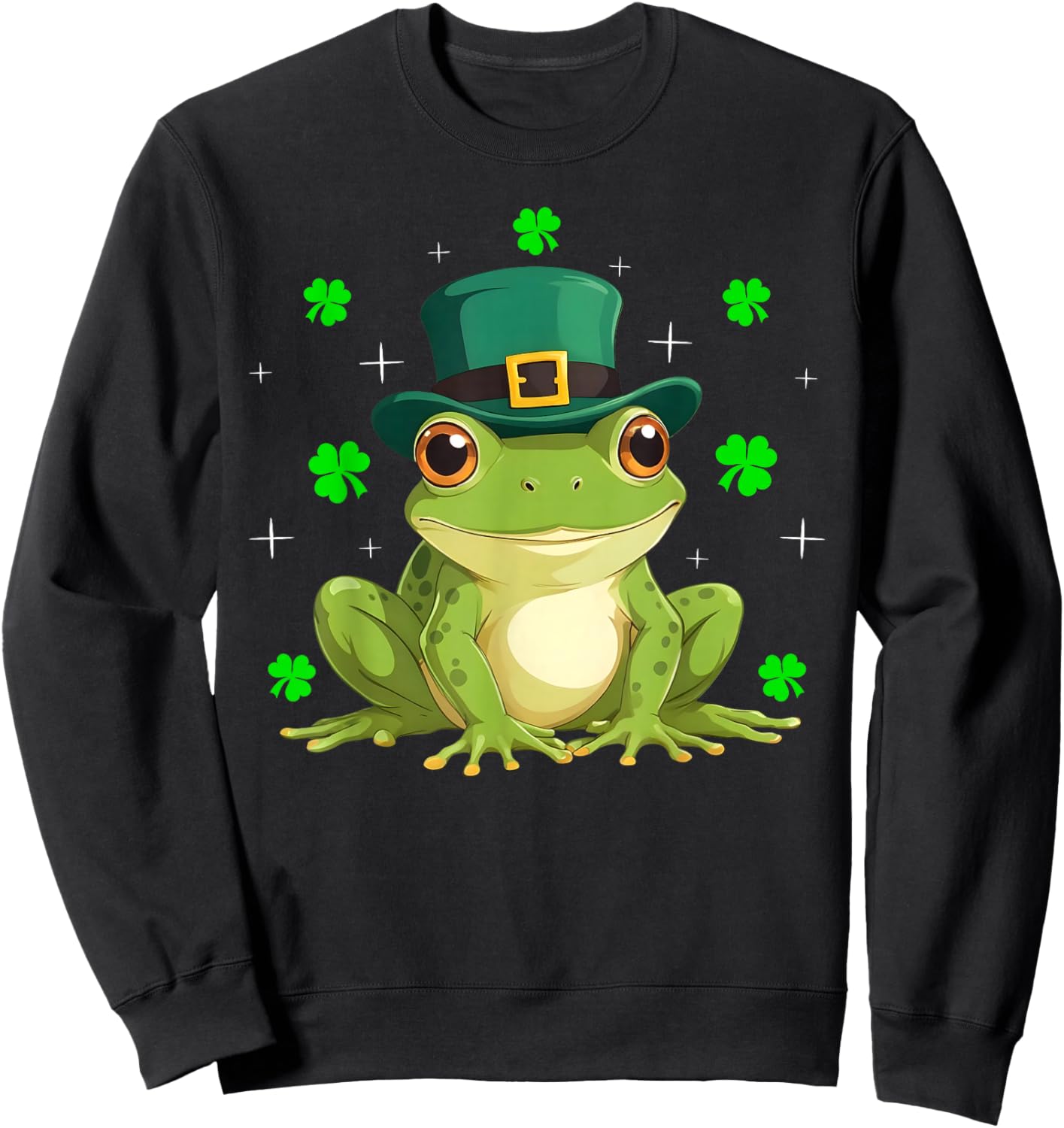 Irish Shamrock Leprechaun Hat Frog St Patrick's Day Sweatshirt - Sweatshirt | Black