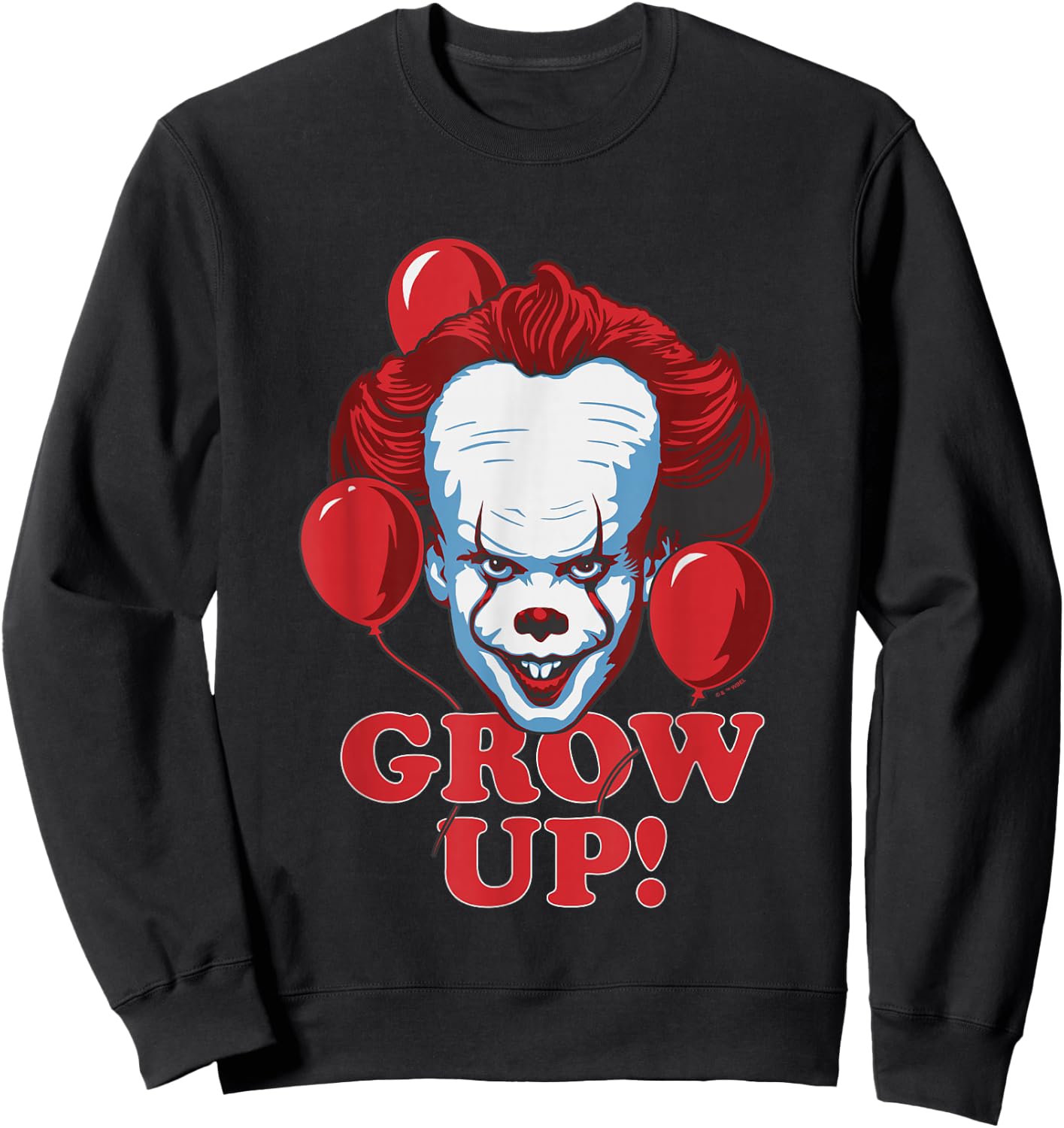 IT: Chapter Two Pennywise Grow Up! Red Balloons Chest Logo Sweatshirt - Sweatshirt | Black