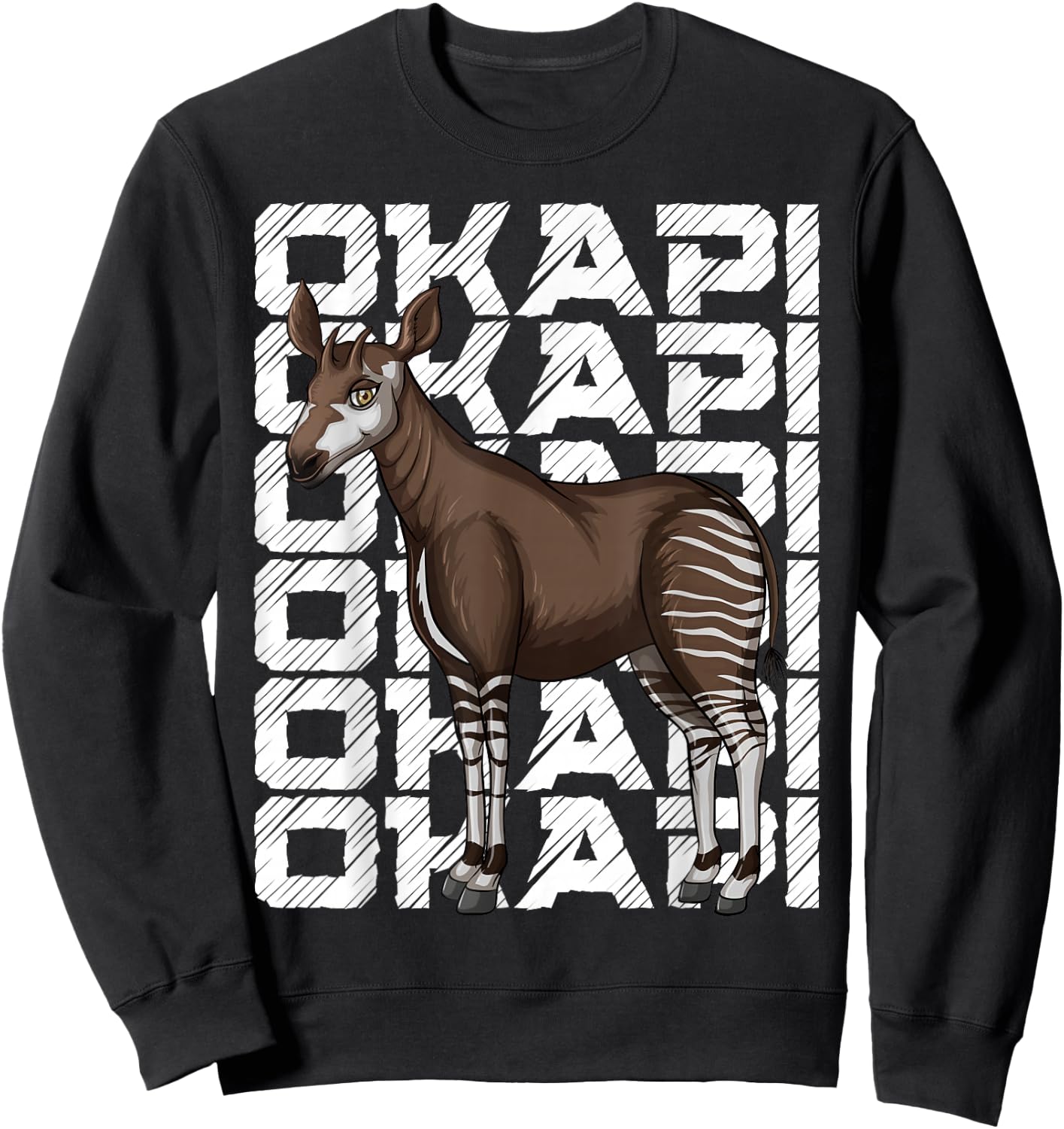 Okapi Illustration with Okapi Sweatshirt - Sweatshirt | Black