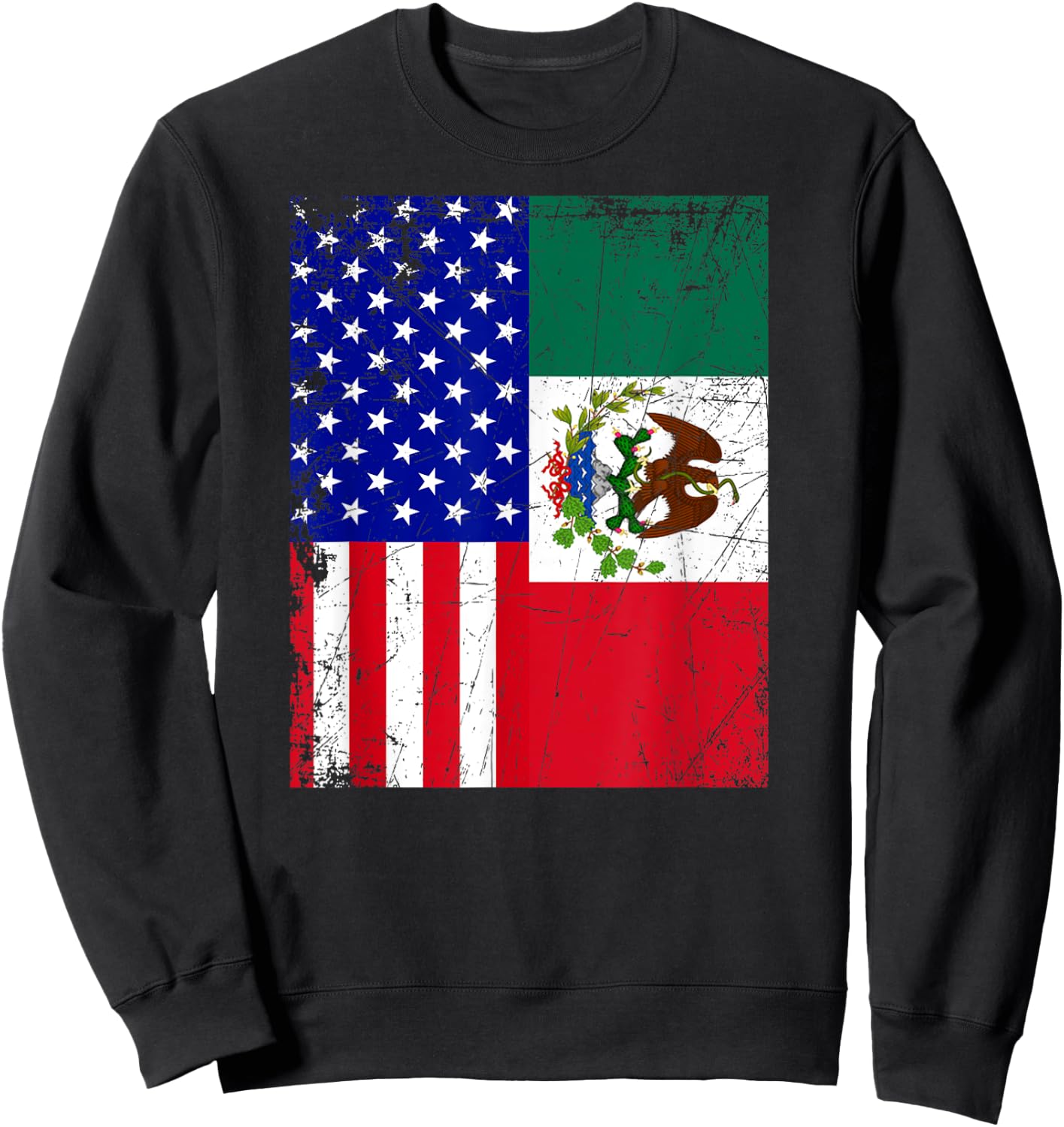 Mexican American Flag Shirt | Half Mexico Half USA Sweatshirt - Sweatshirt | Black