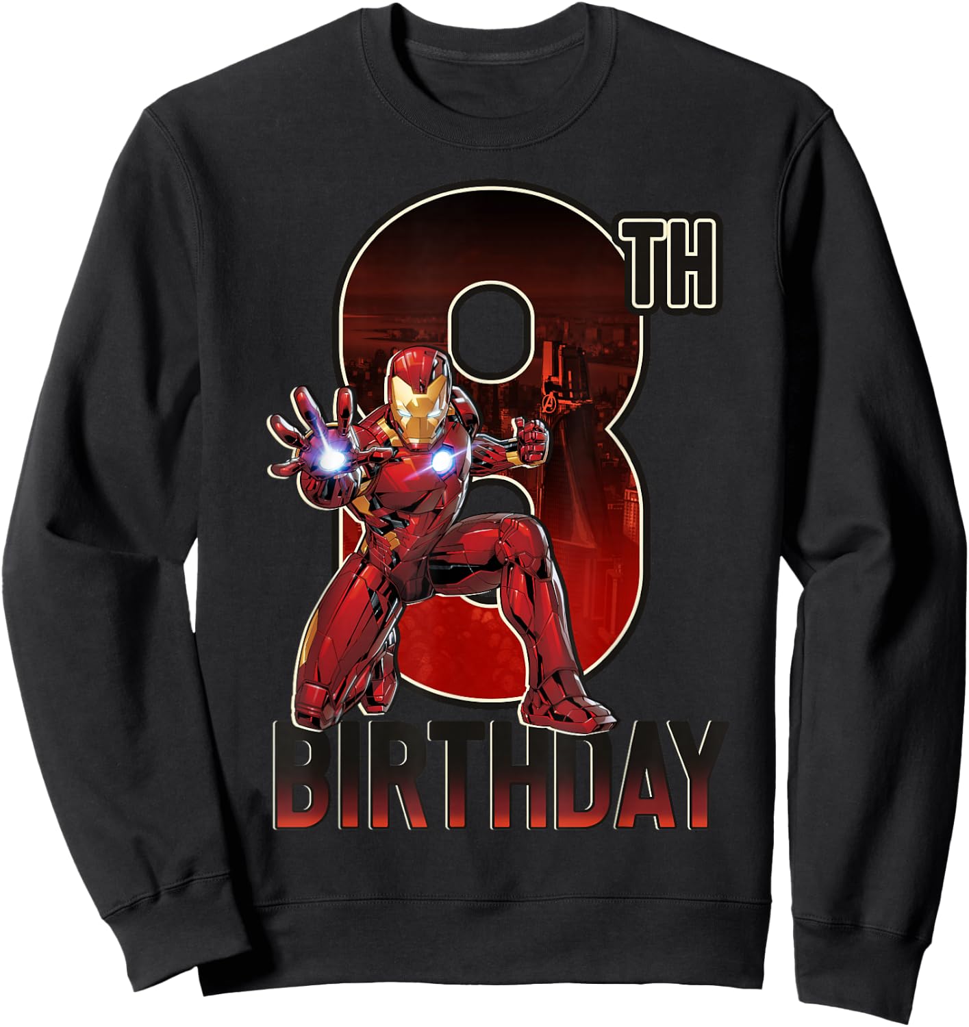 Marvel Iron Man 8th Birthday Action Pose Graphic Sweatshirt - Sweatshirt | Black