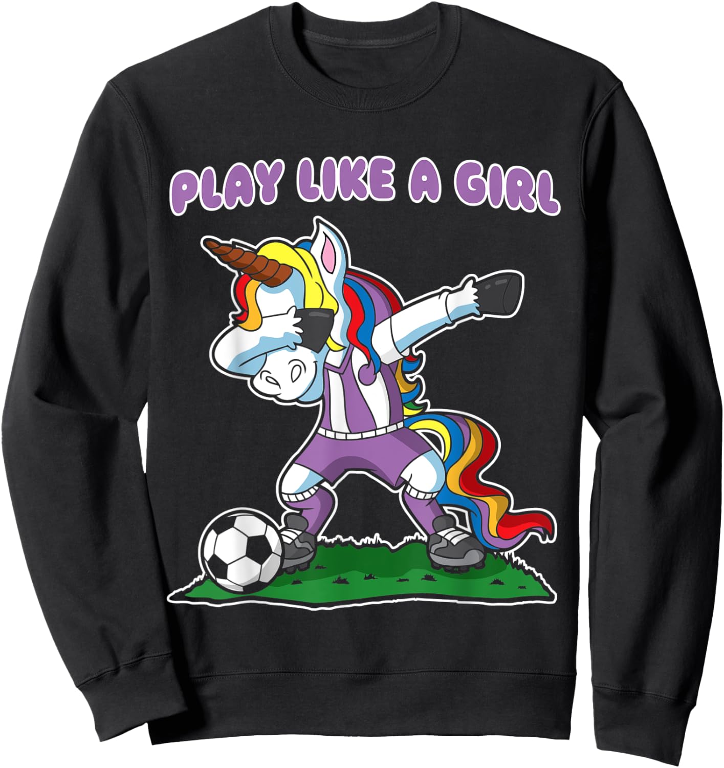 Soccer Unicorn Play Like A Girl Kids Girls Gift Sweatshirt - Sweatshirt | Black