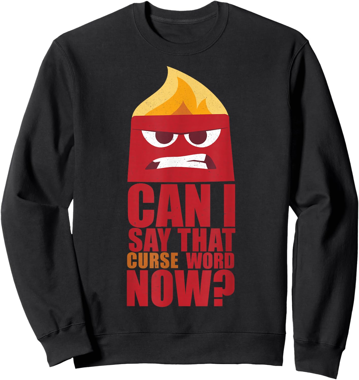 Disney Pixar Inside Out Anger Curse Quote Graphic Sweatshirt - Sweatshirt | Black